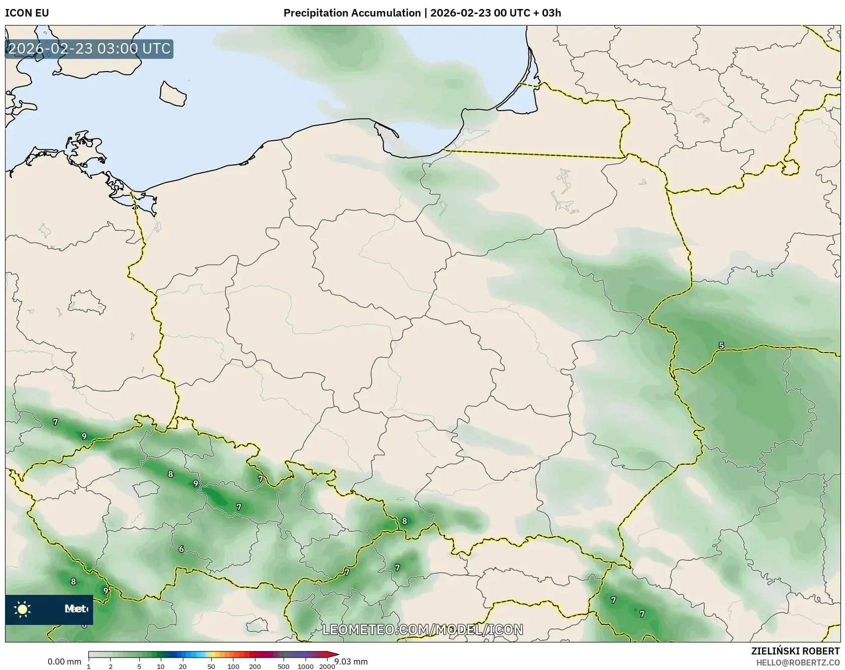 ICON model - بولندا, تراكم الهطول