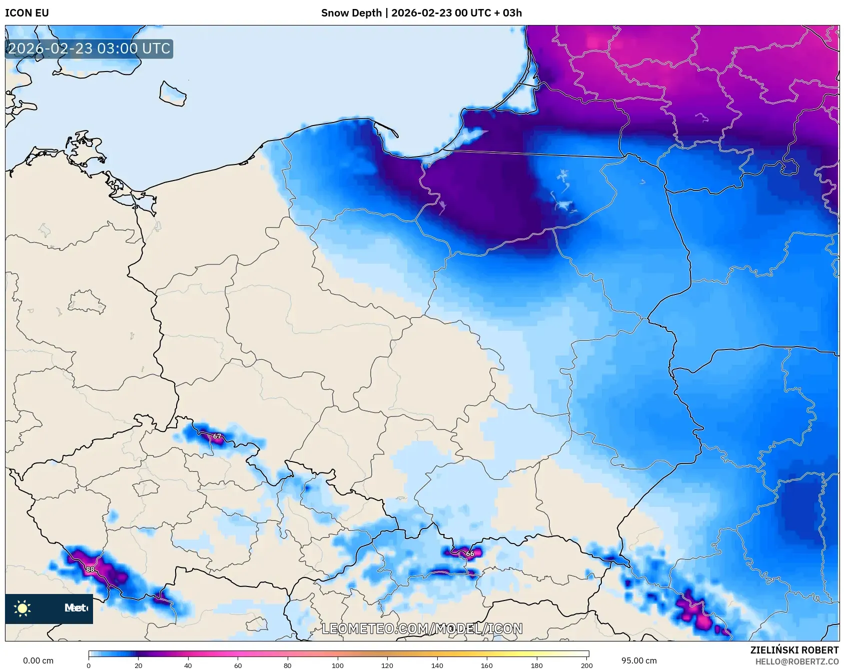 ICON model - بولندا, عمق الثلج