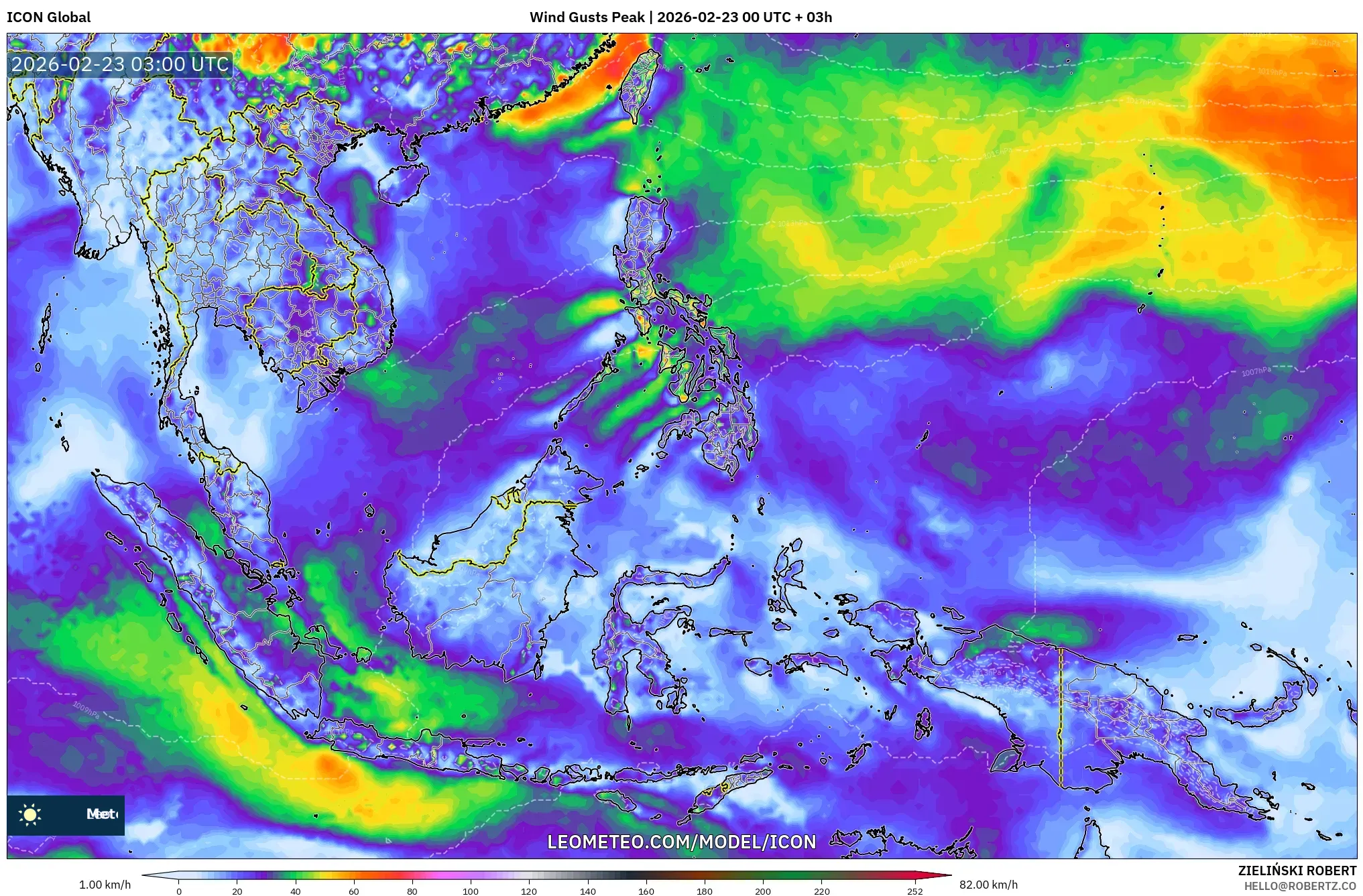 ICON model - جنوب شرق آسيا, أقصى هبة