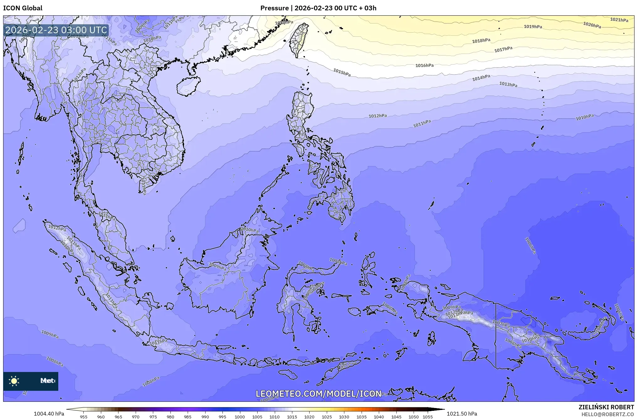 ICON model - جنوب شرق آسيا, الضغط