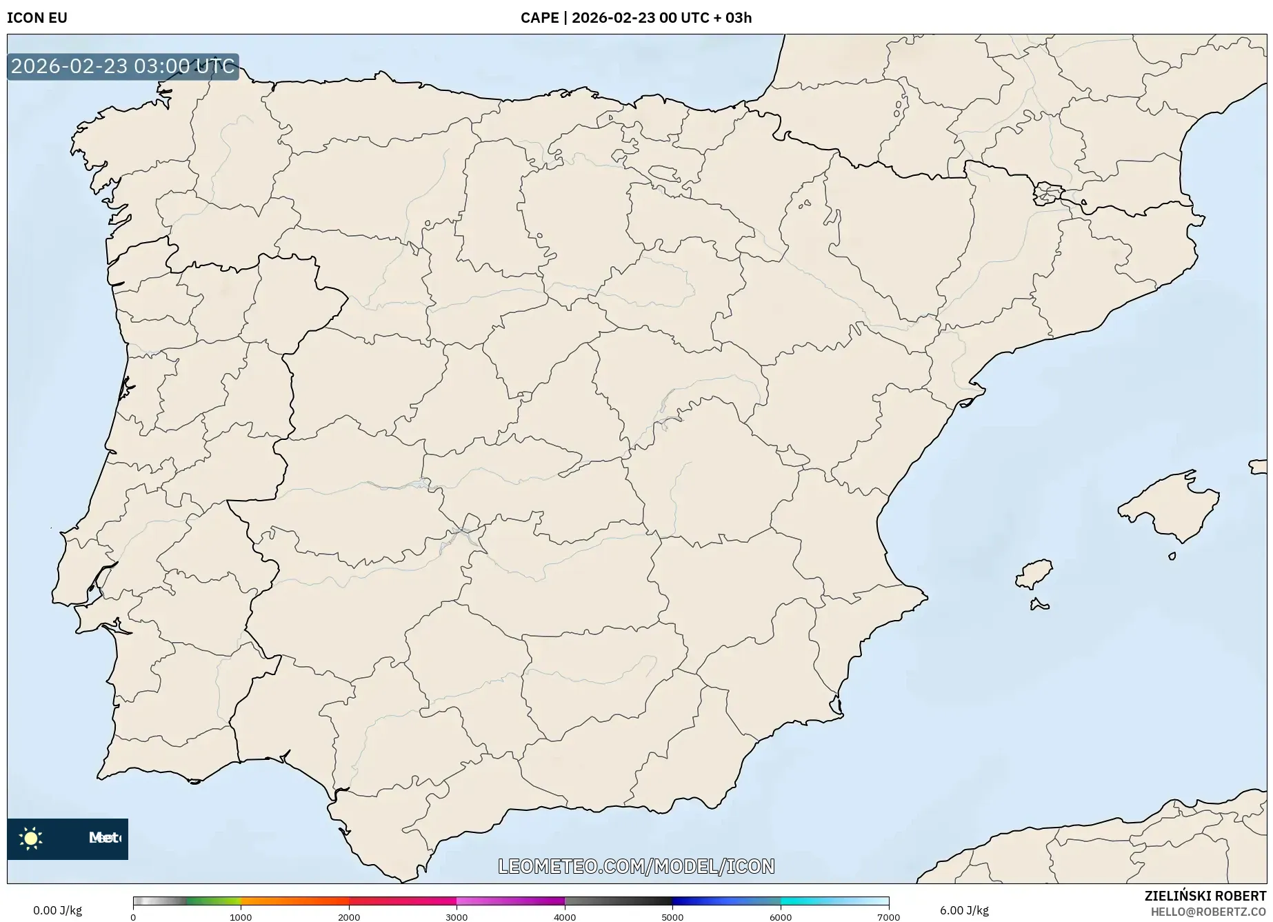 ICON model - إسبانيا, CAPE