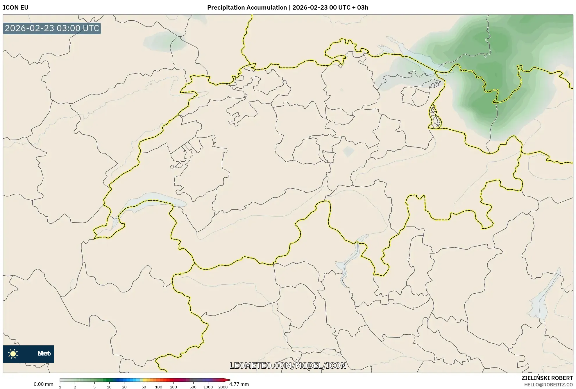 ICON model - سويسرا, تراكم الهطول