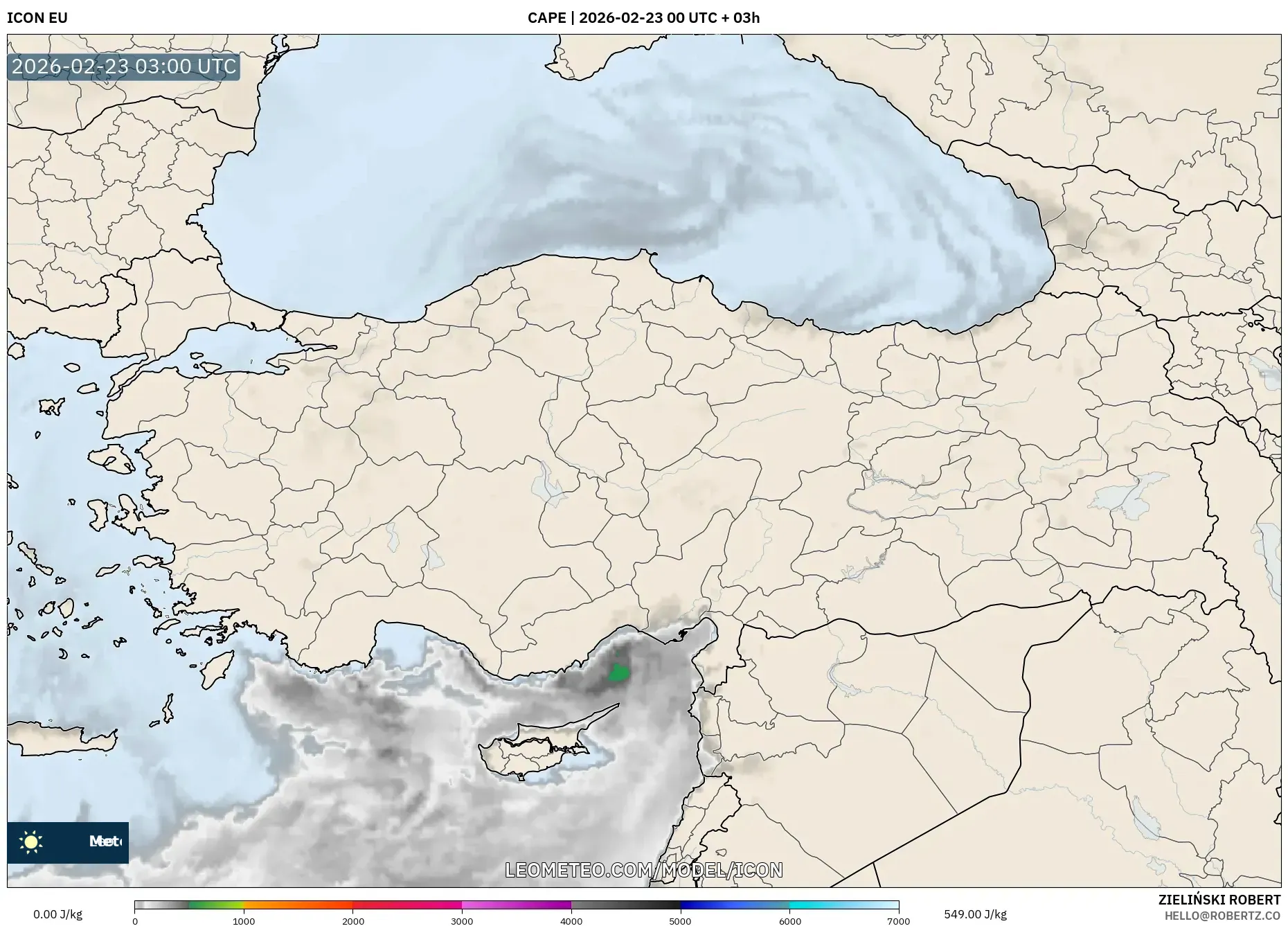ICON model - تركيا, CAPE