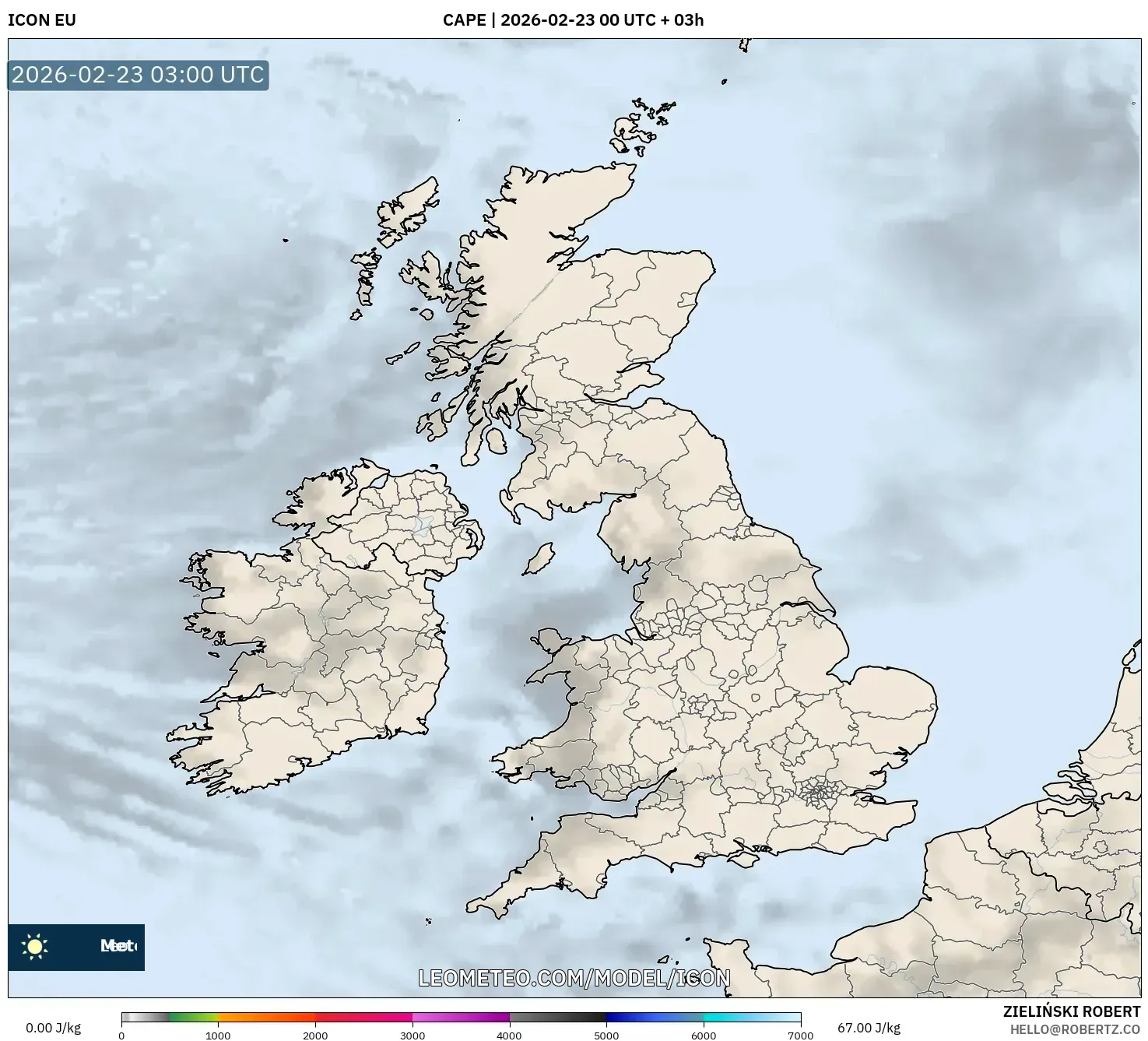 ICON model - المملكة المتحدة, CAPE