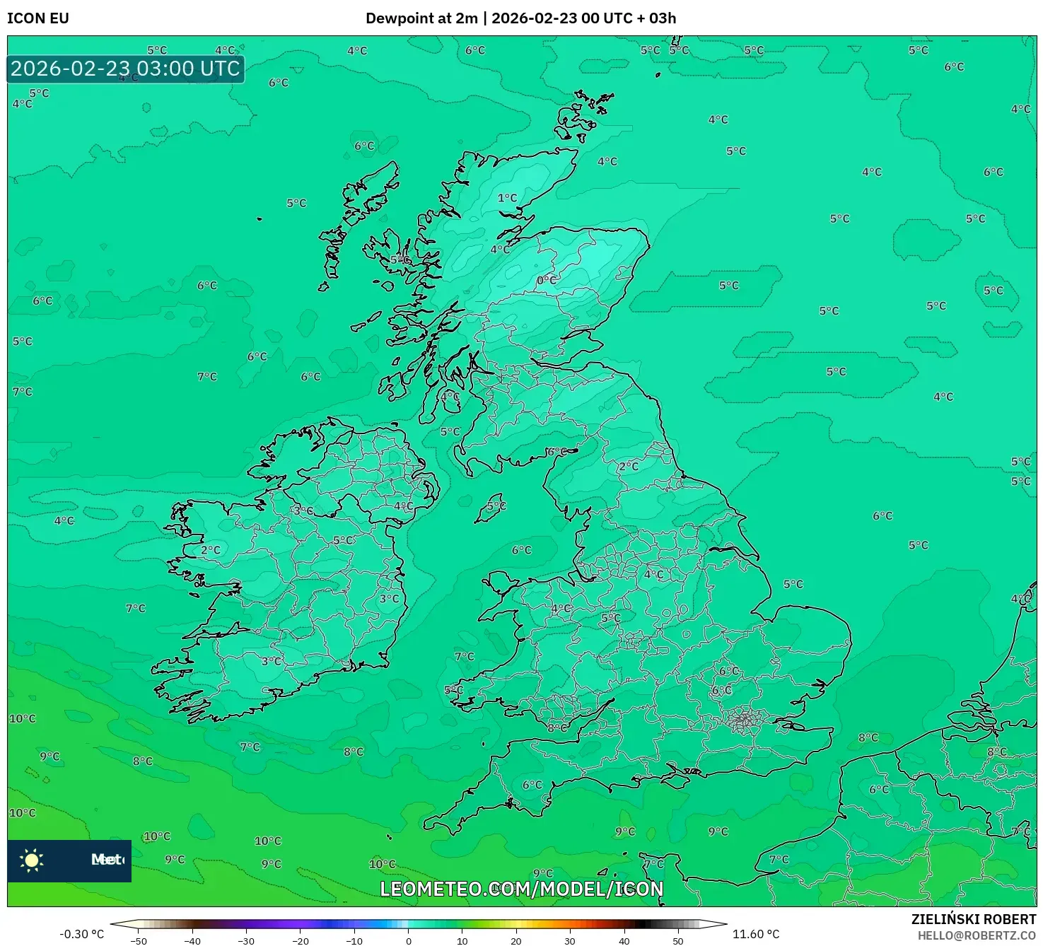 ICON model - المملكة المتحدة, نقطة الندى 2 م