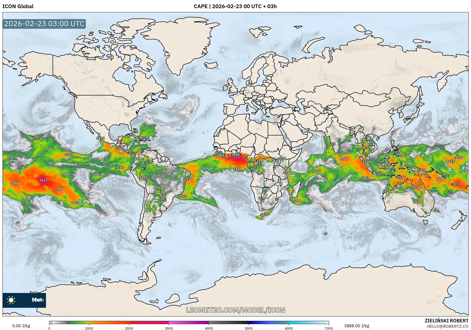 ICON model - العالم, CAPE