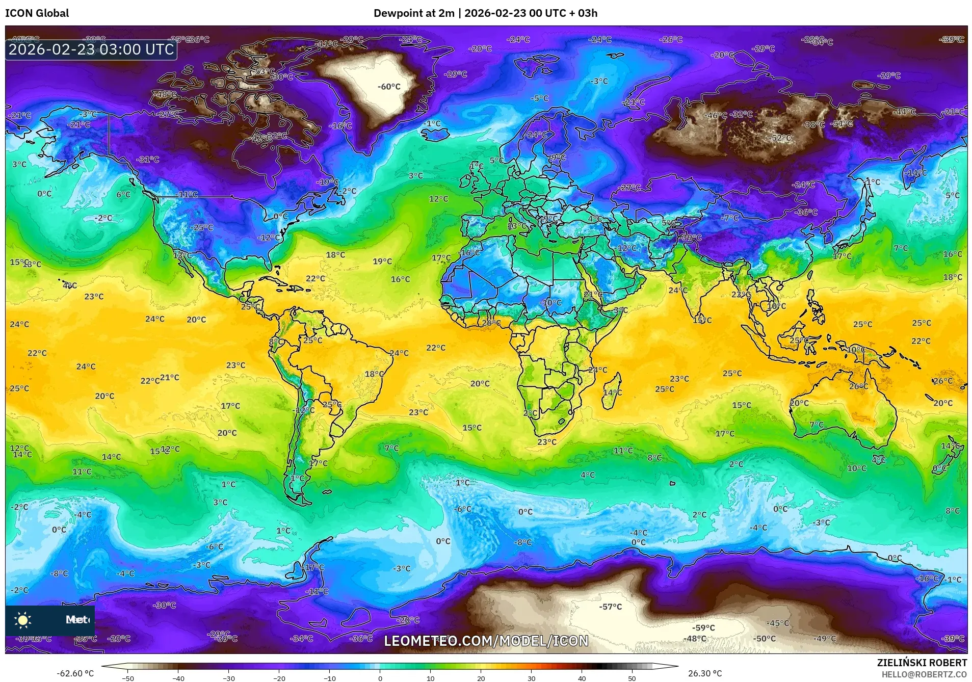 ICON model - العالم, نقطة الندى 2 م