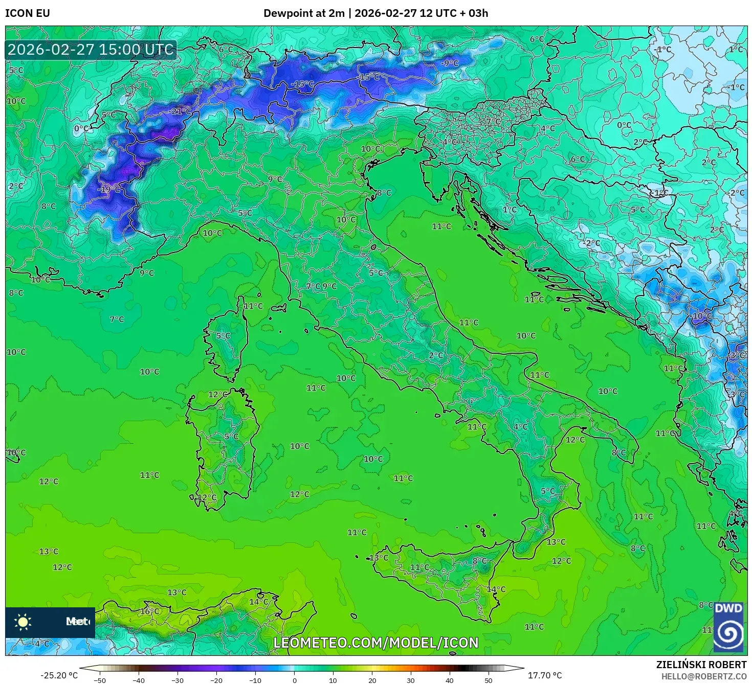 ICON model - Itali, Takat Embun 2 m