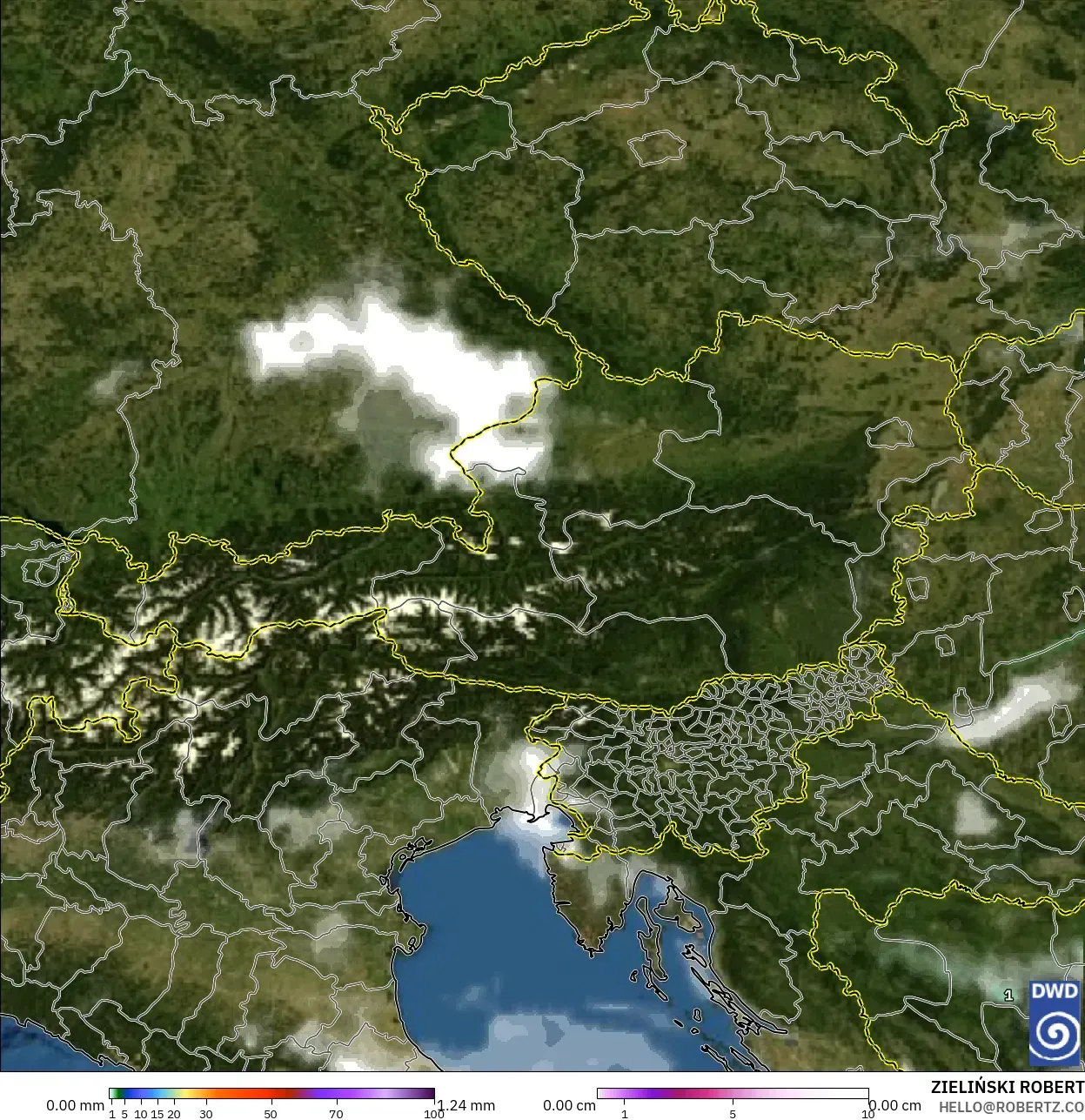ICON model - Austria, Precipitation, Clouds, and Pressure