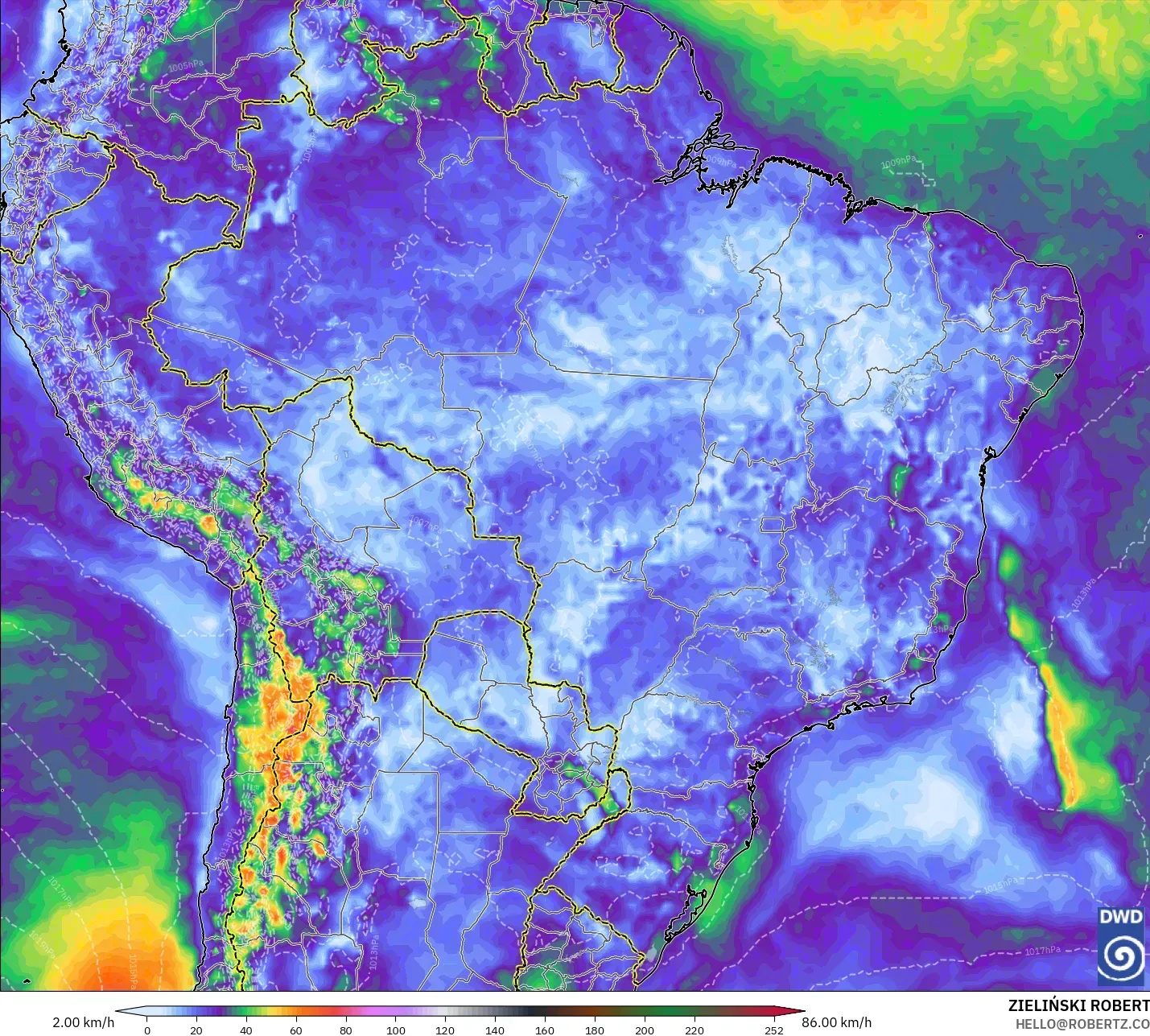 ICON model - Brazil, Wind Gusts