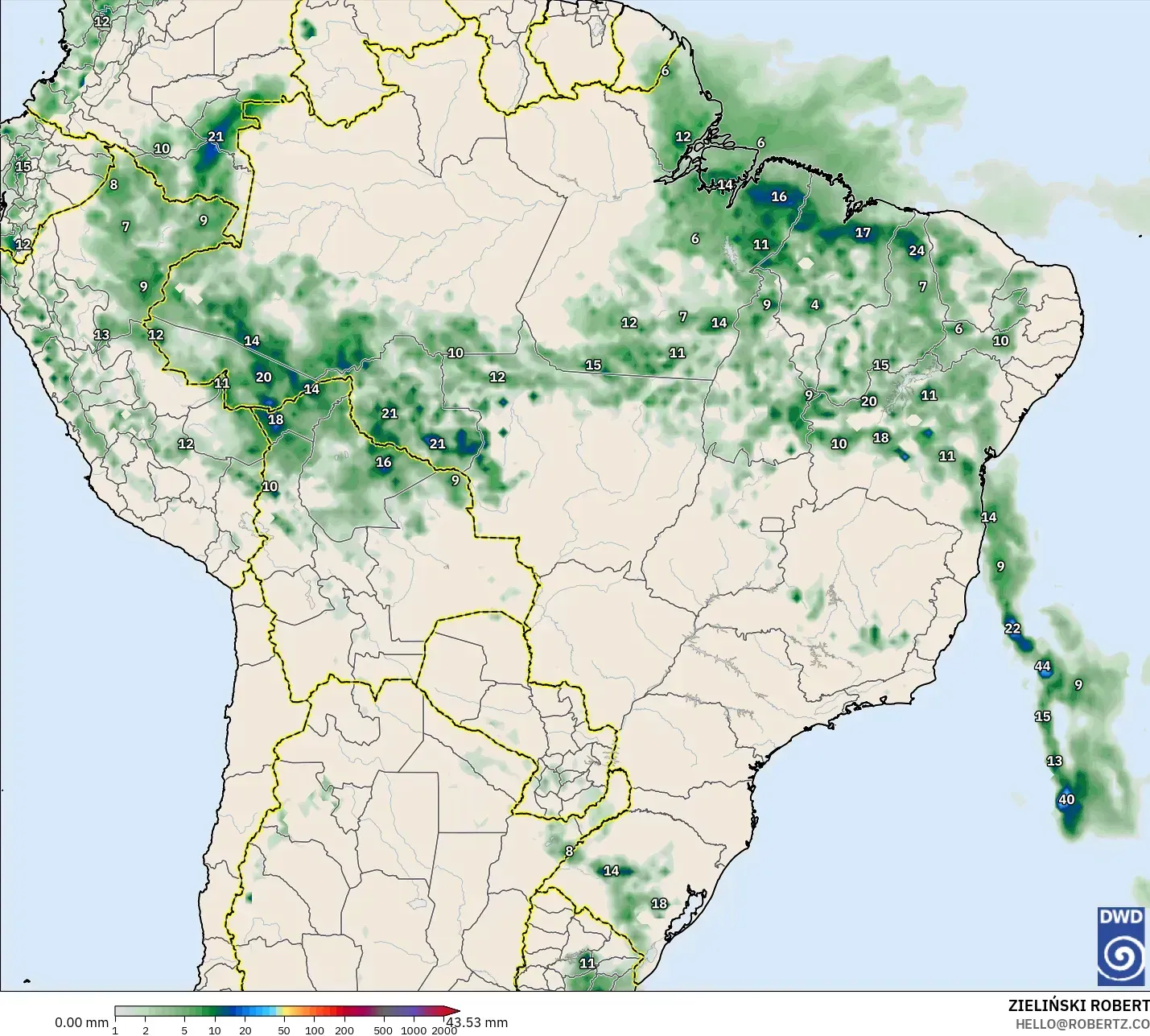 ICON model - Brazil, Precipitation Accumulation