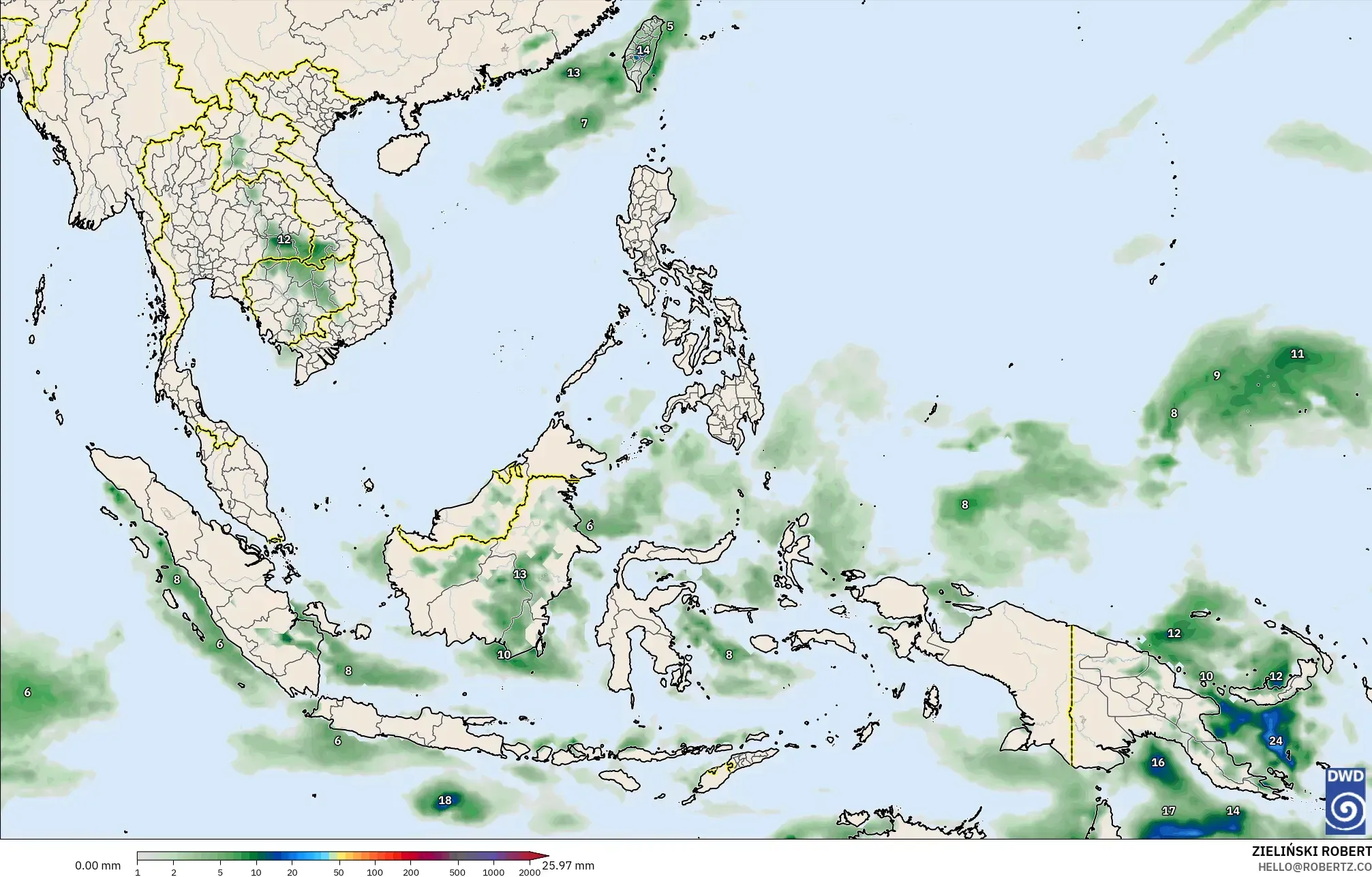 ICON model - South East Asia, Precipitation Accumulation