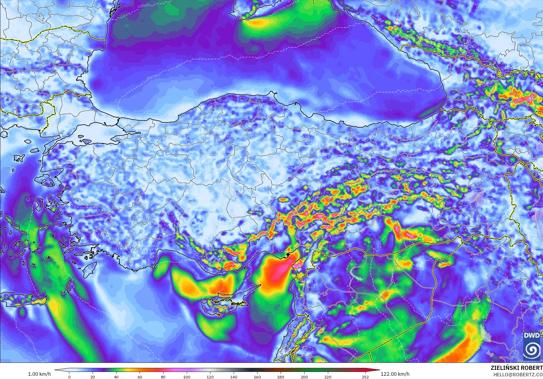 ICON model - Turkey, Wind Gusts