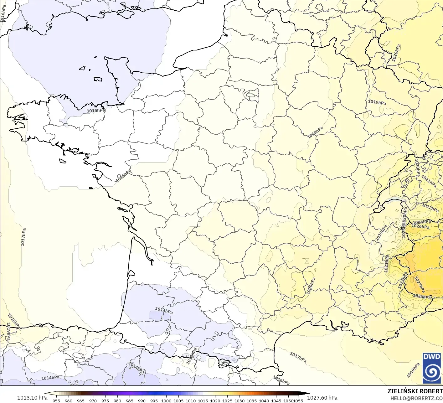 ICON model - France, Pressure