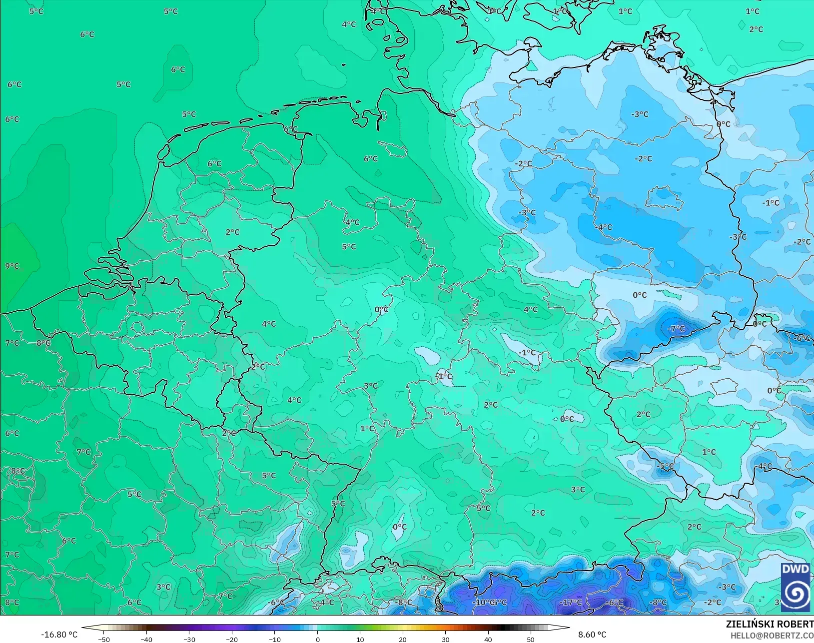 ICON model - Germany, Dewpoint at 2m