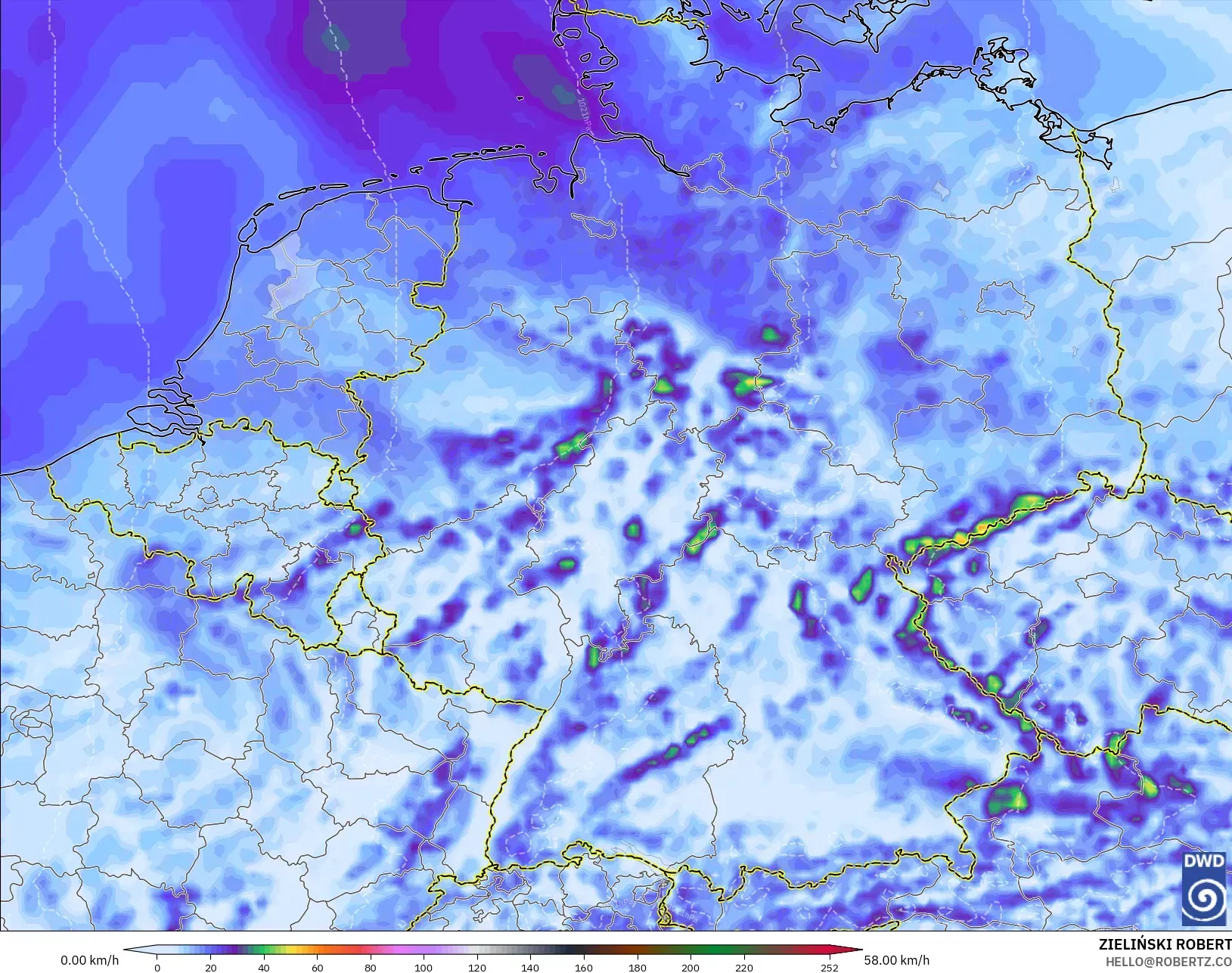 ICON model - Germany, Wind Gusts