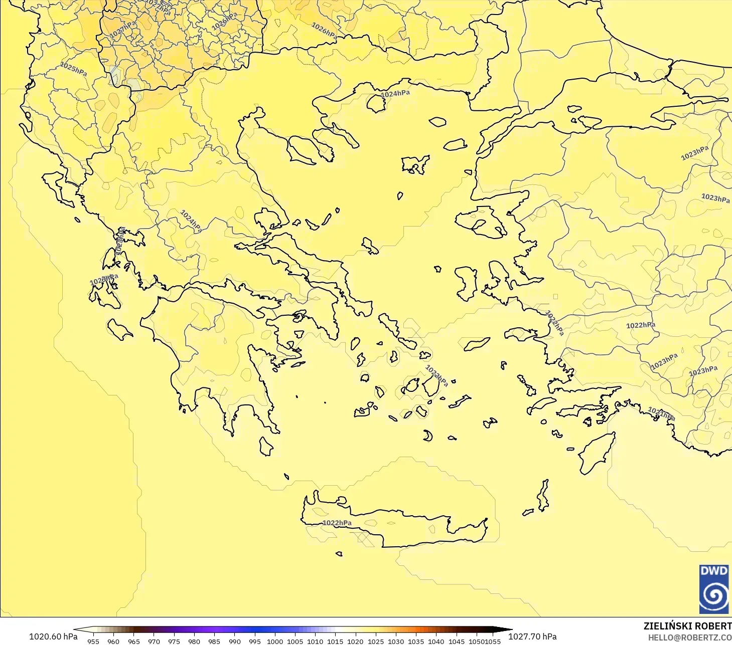 ICON model - Greece, Pressure
