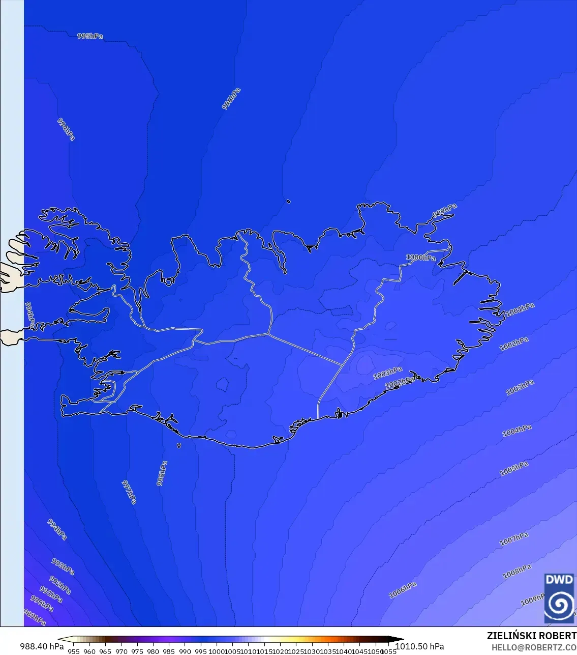 ICON model - Iceland, Pressure
