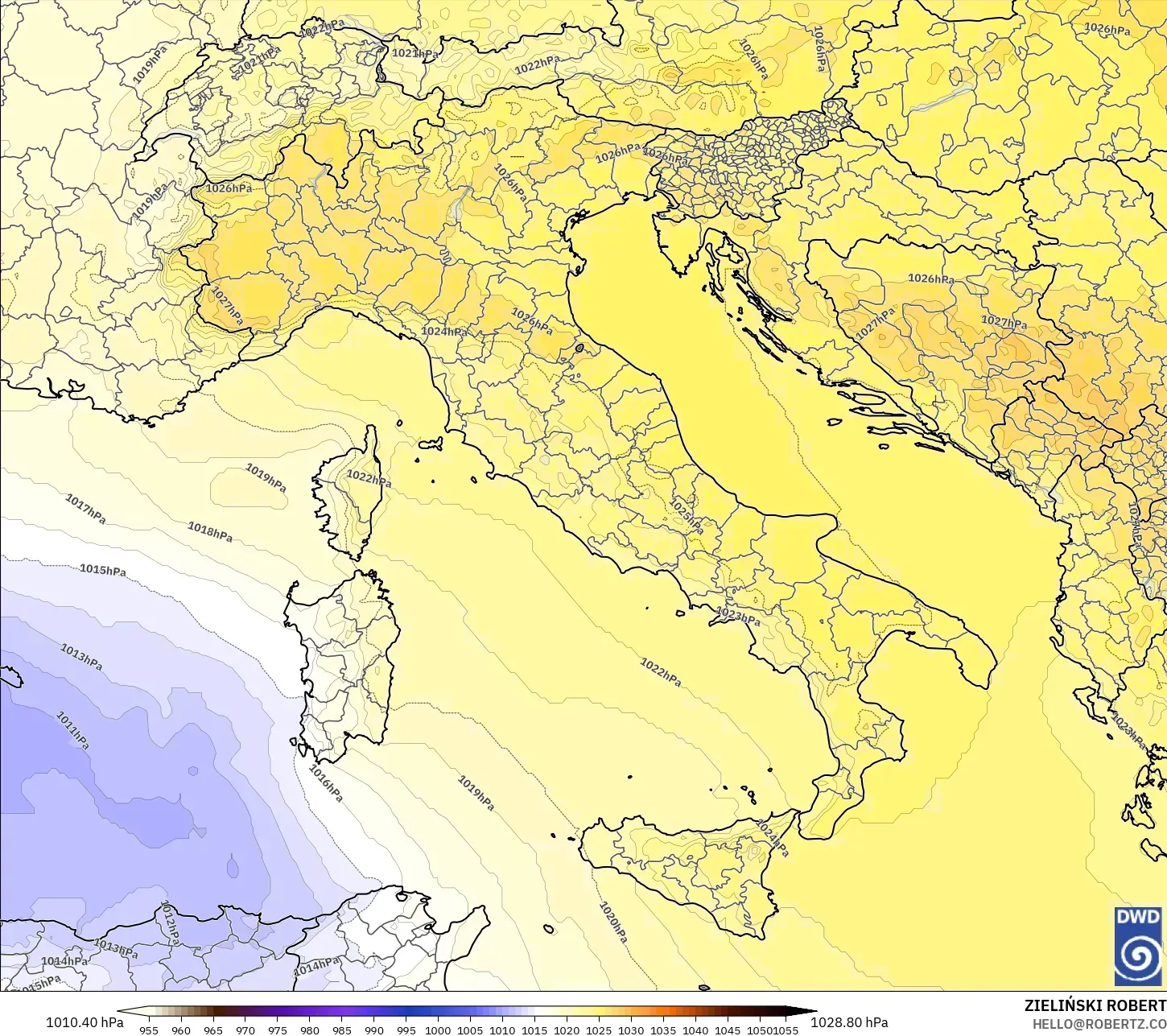 ICON model - Italy, Pressure