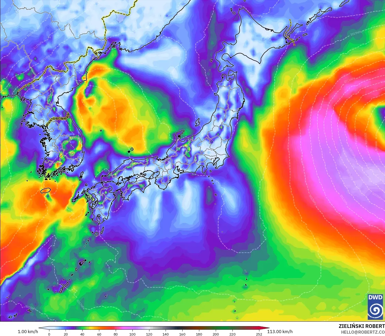 ICON model - Japan, Wind Gusts