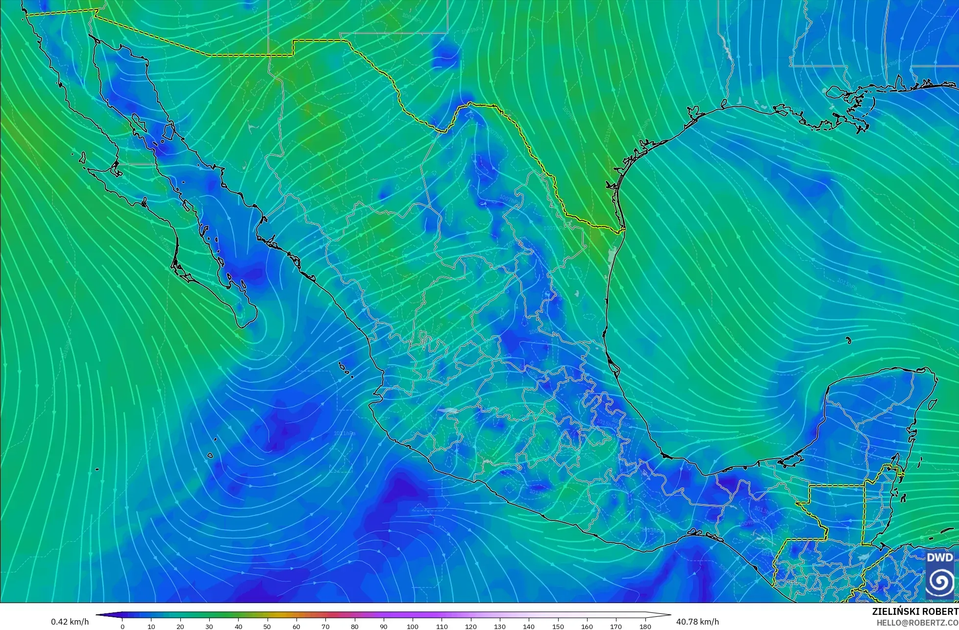 ICON model - Mexico, Wind at 10m