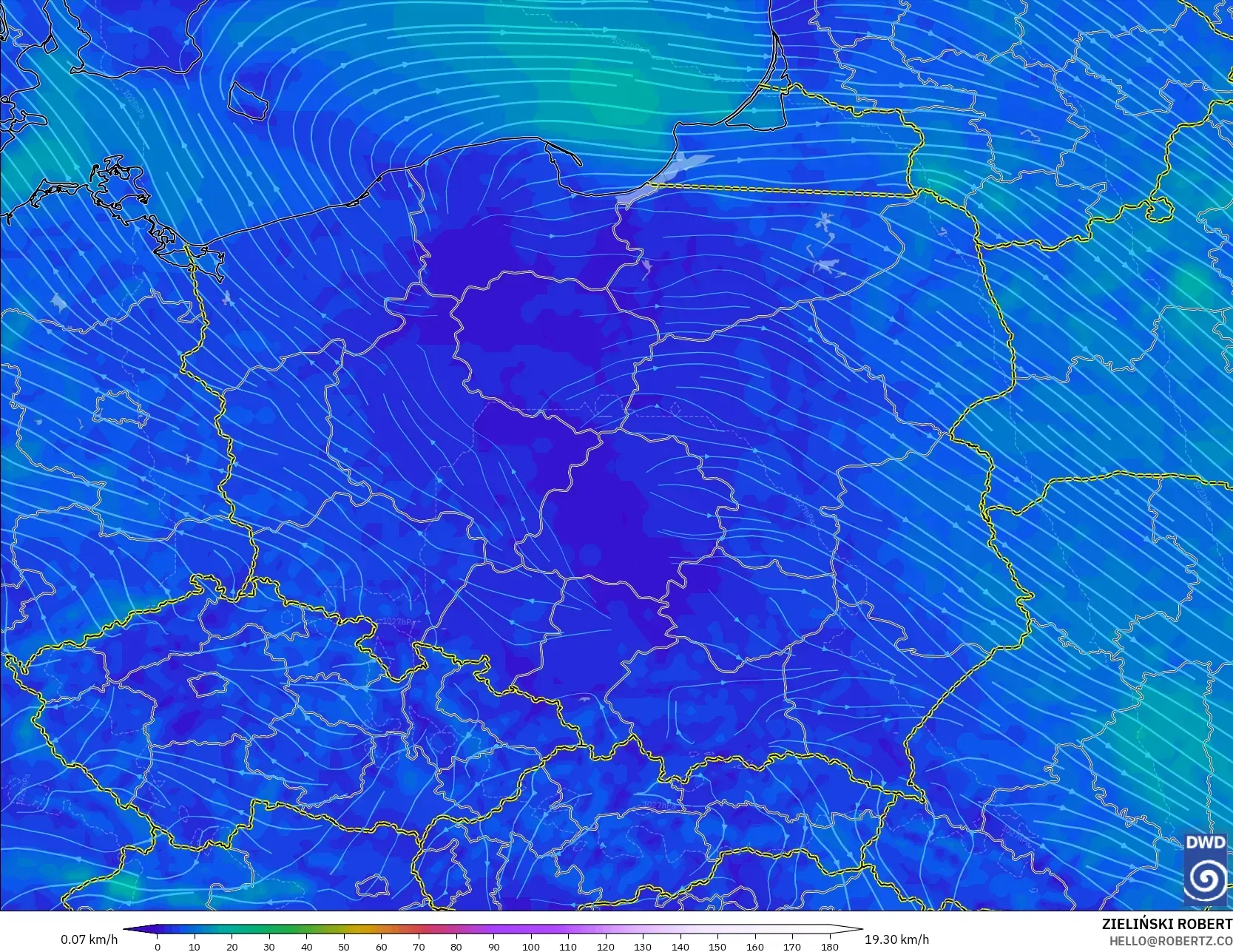 ICON model - Poland, Wind at 10m
