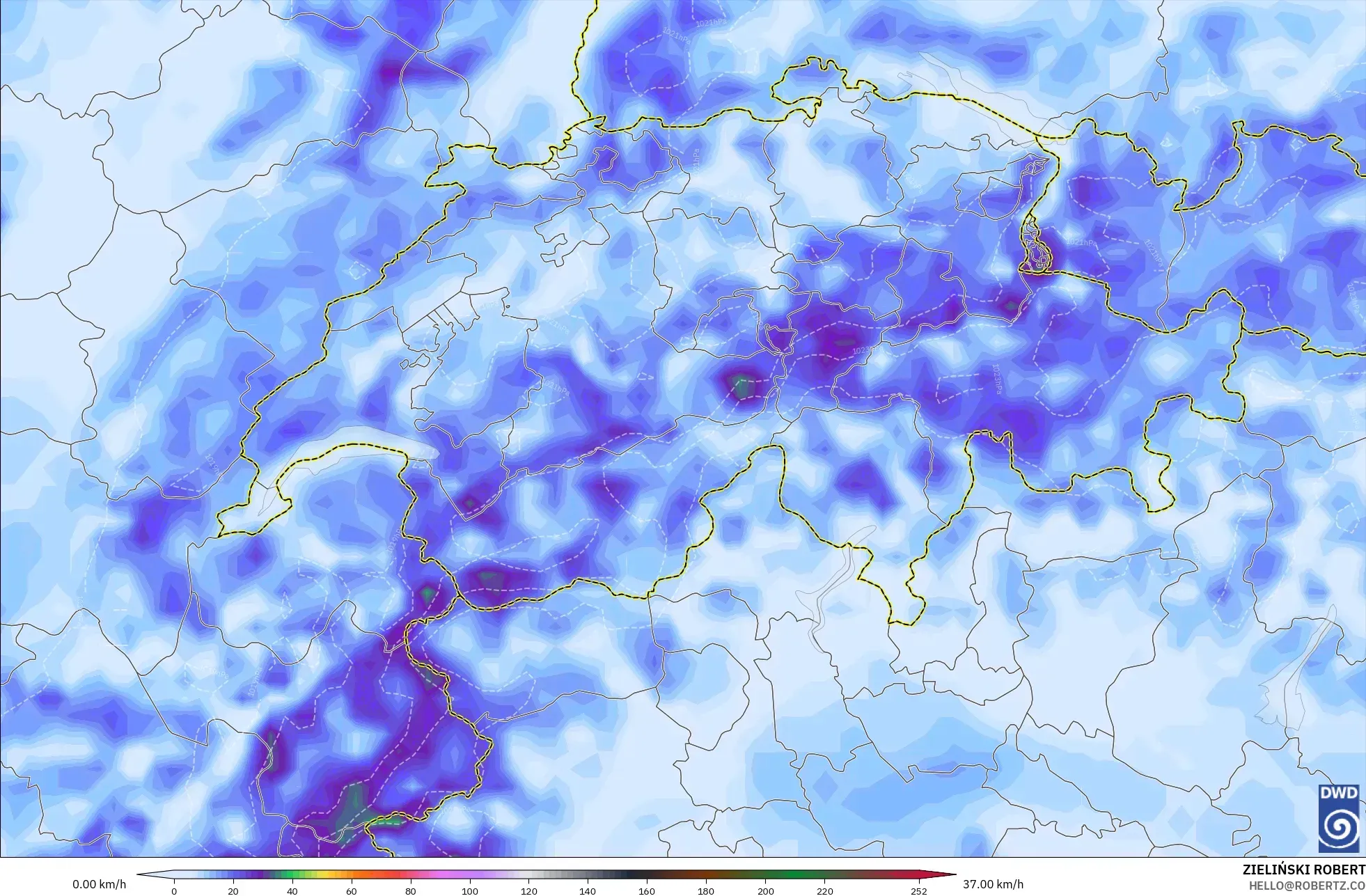 ICON model - Switzerland, Wind Gusts