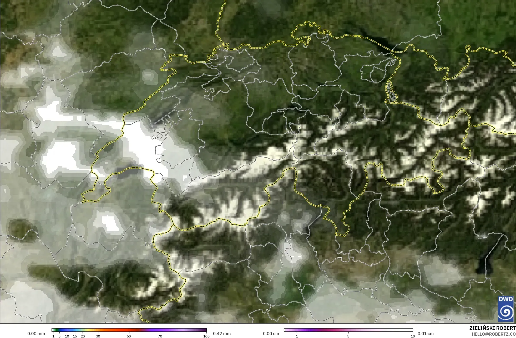 ICON model - Switzerland, Precipitation, Clouds, and Pressure