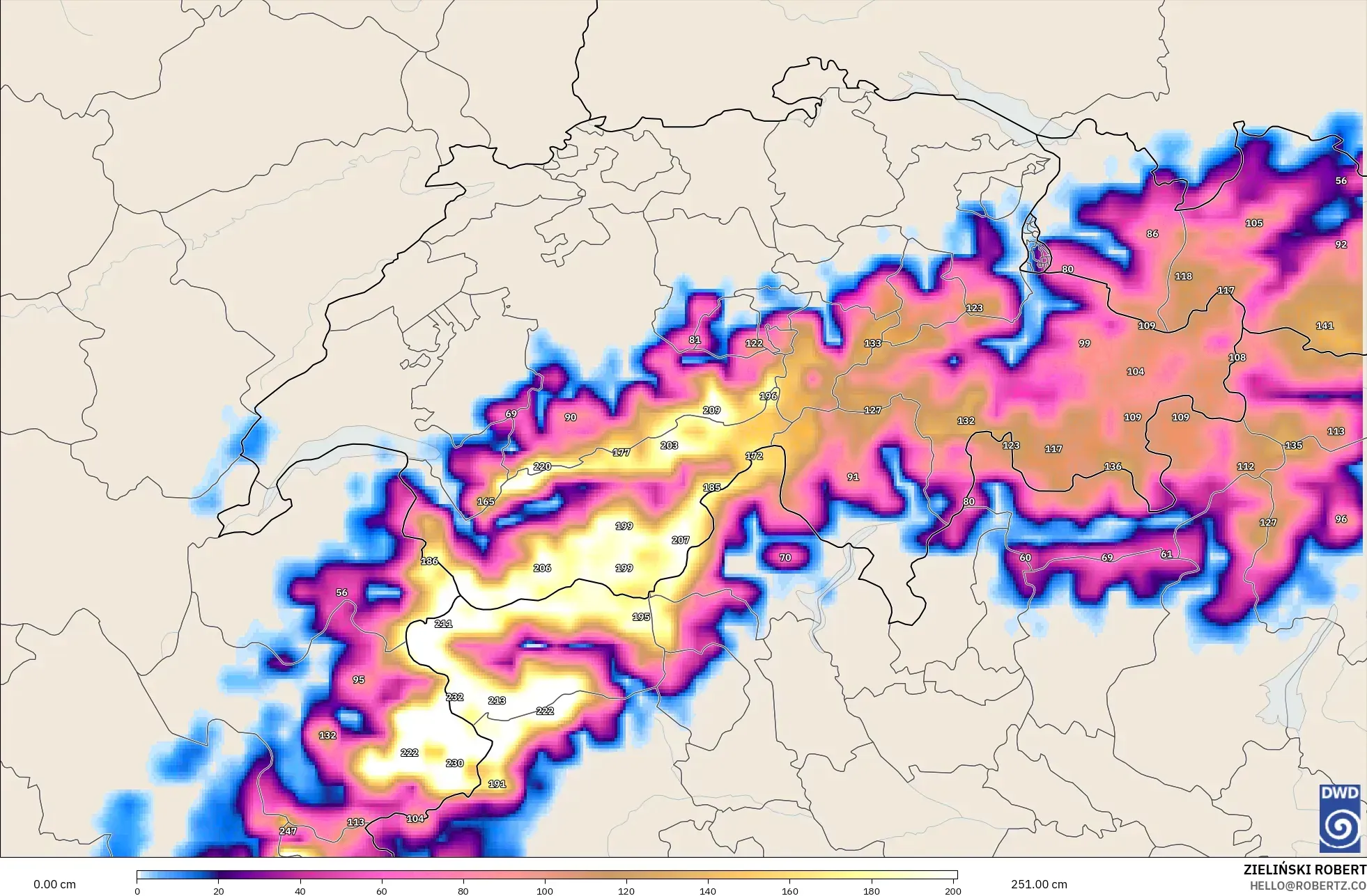 ICON model - Switzerland, Snow Depth