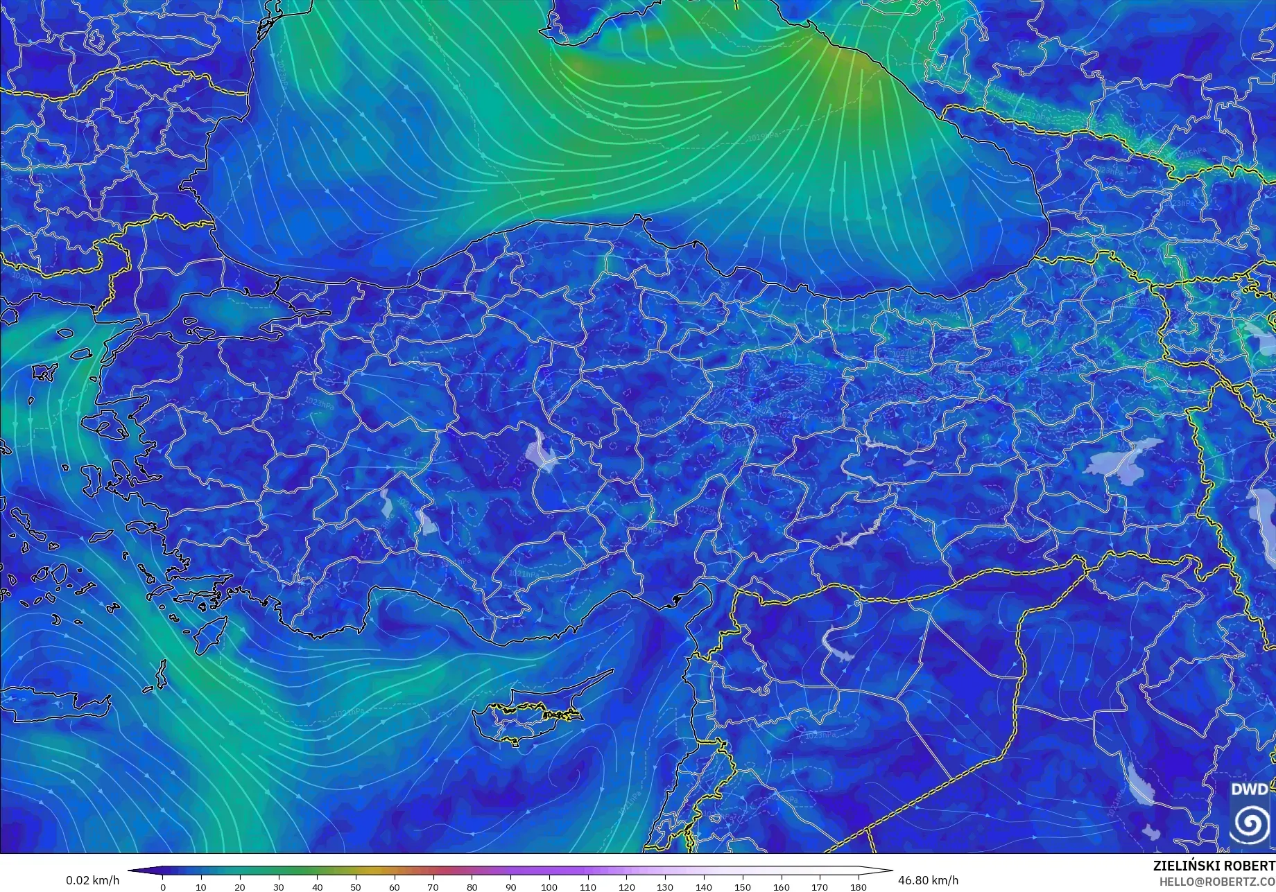 ICON model - Turkey, Wind at 10m