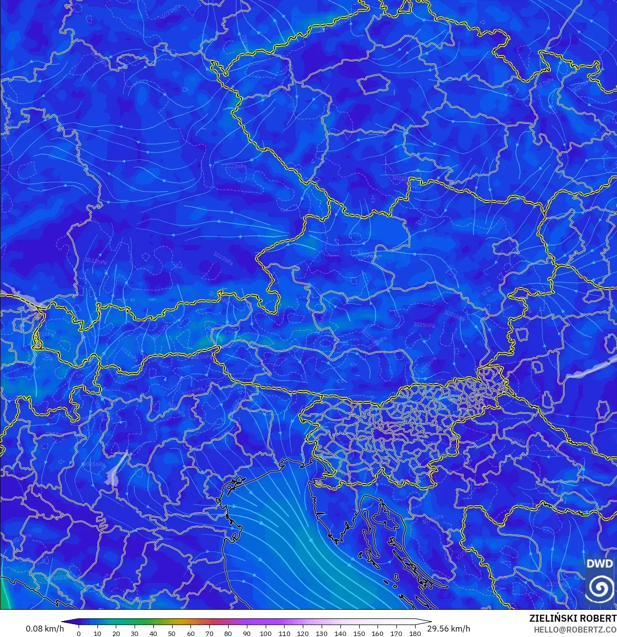 ICON model - Austria, Wind at 10m