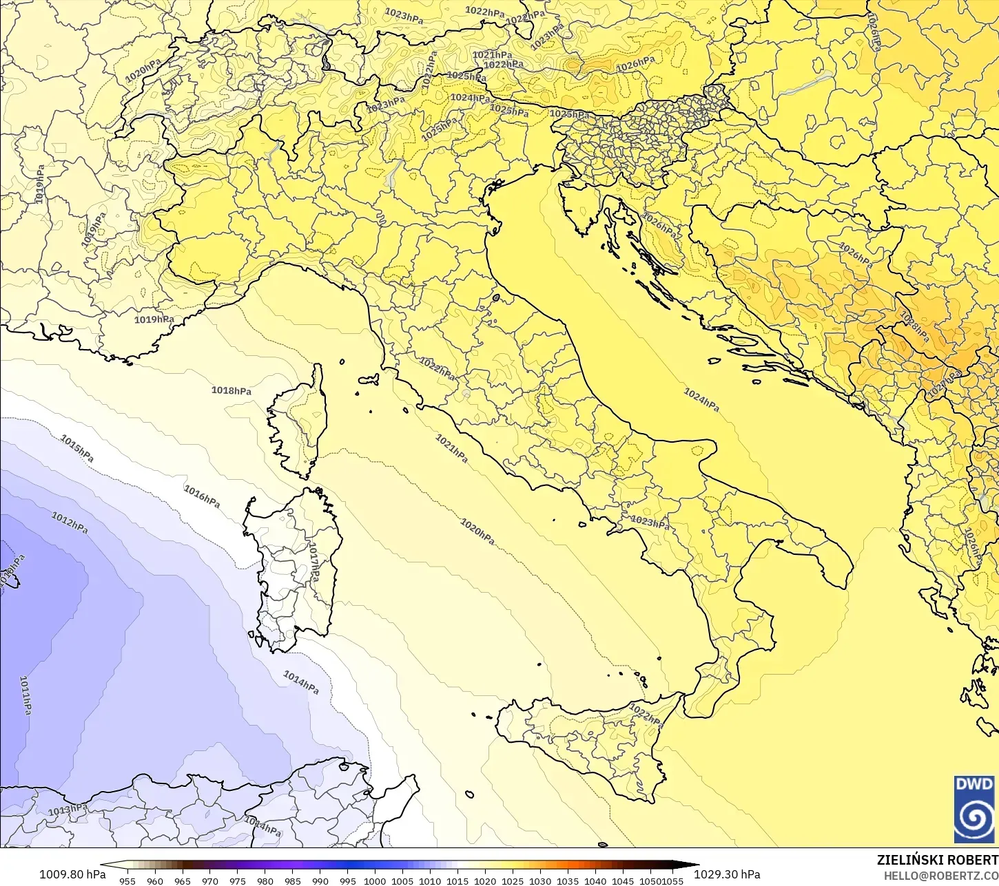 ICON model - Italy, Pressure