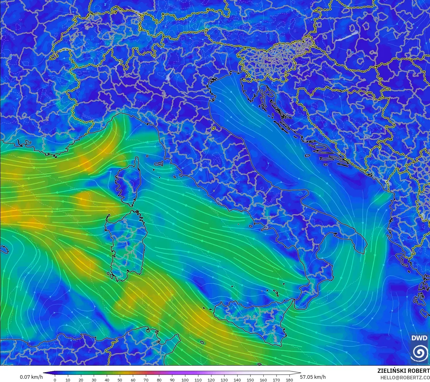 ICON model - Italy, Wind at 10m