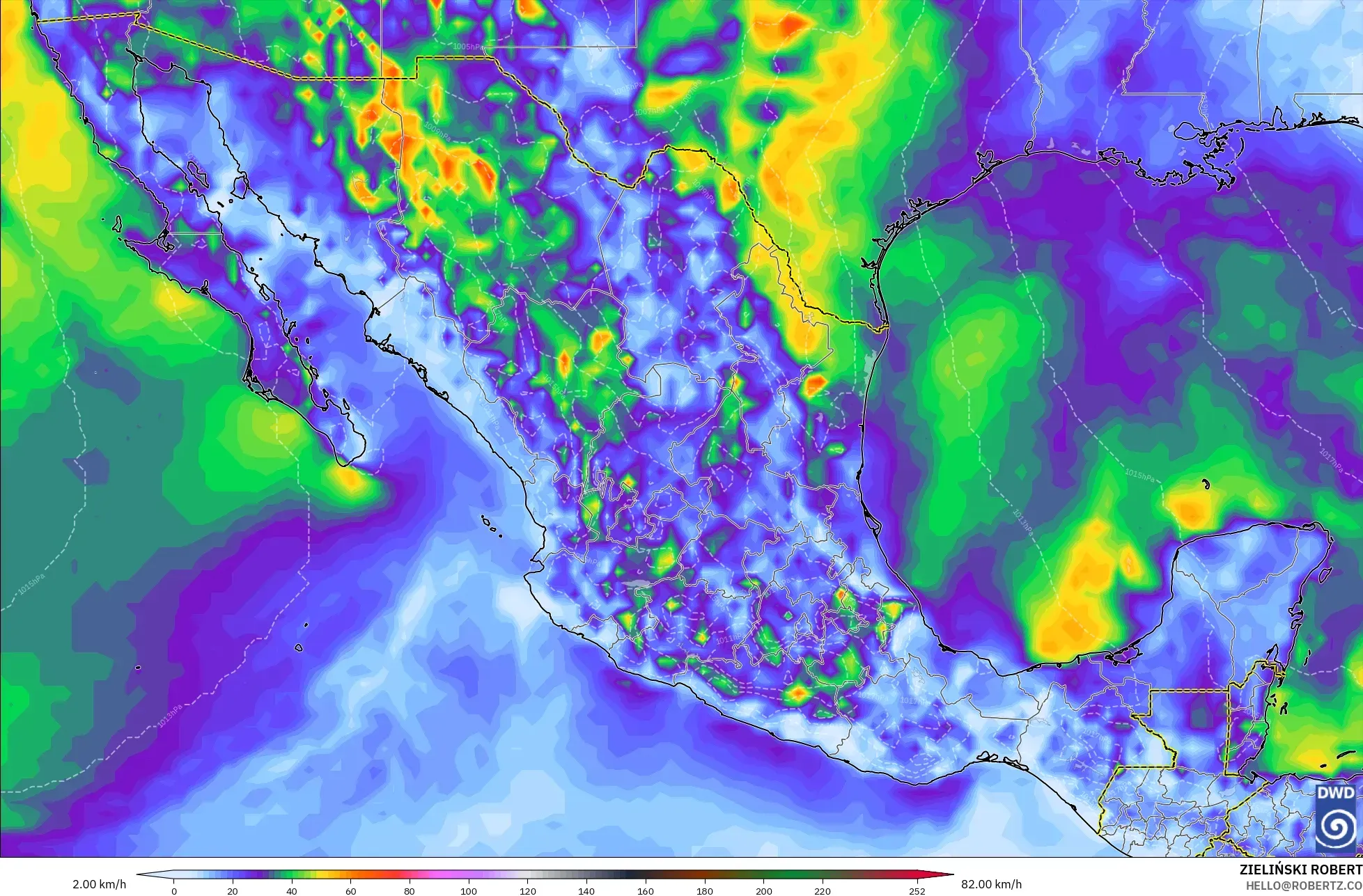 ICON model - Mexico, Wind Gusts
