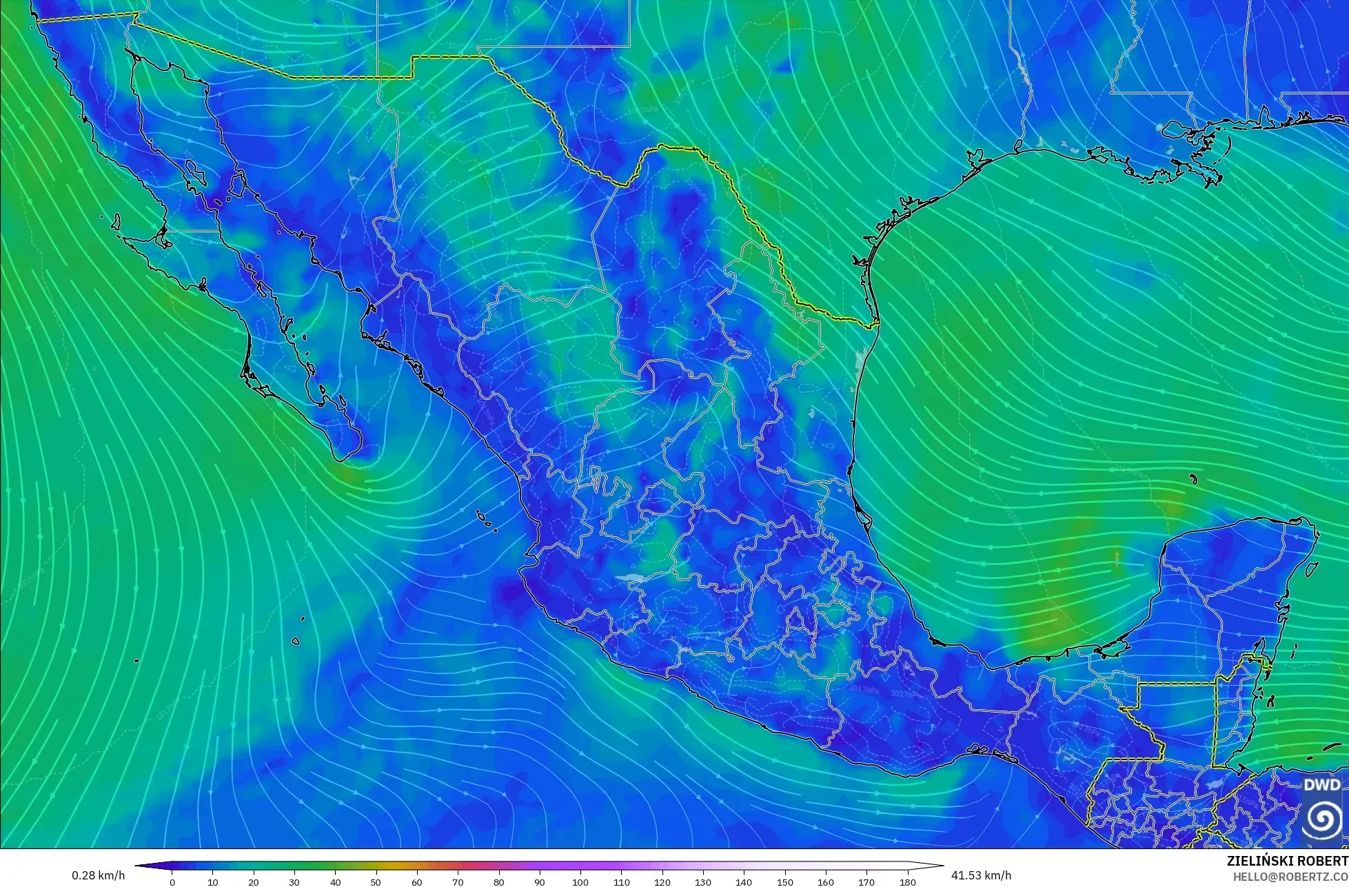 ICON model - Mexico, Wind at 10m
