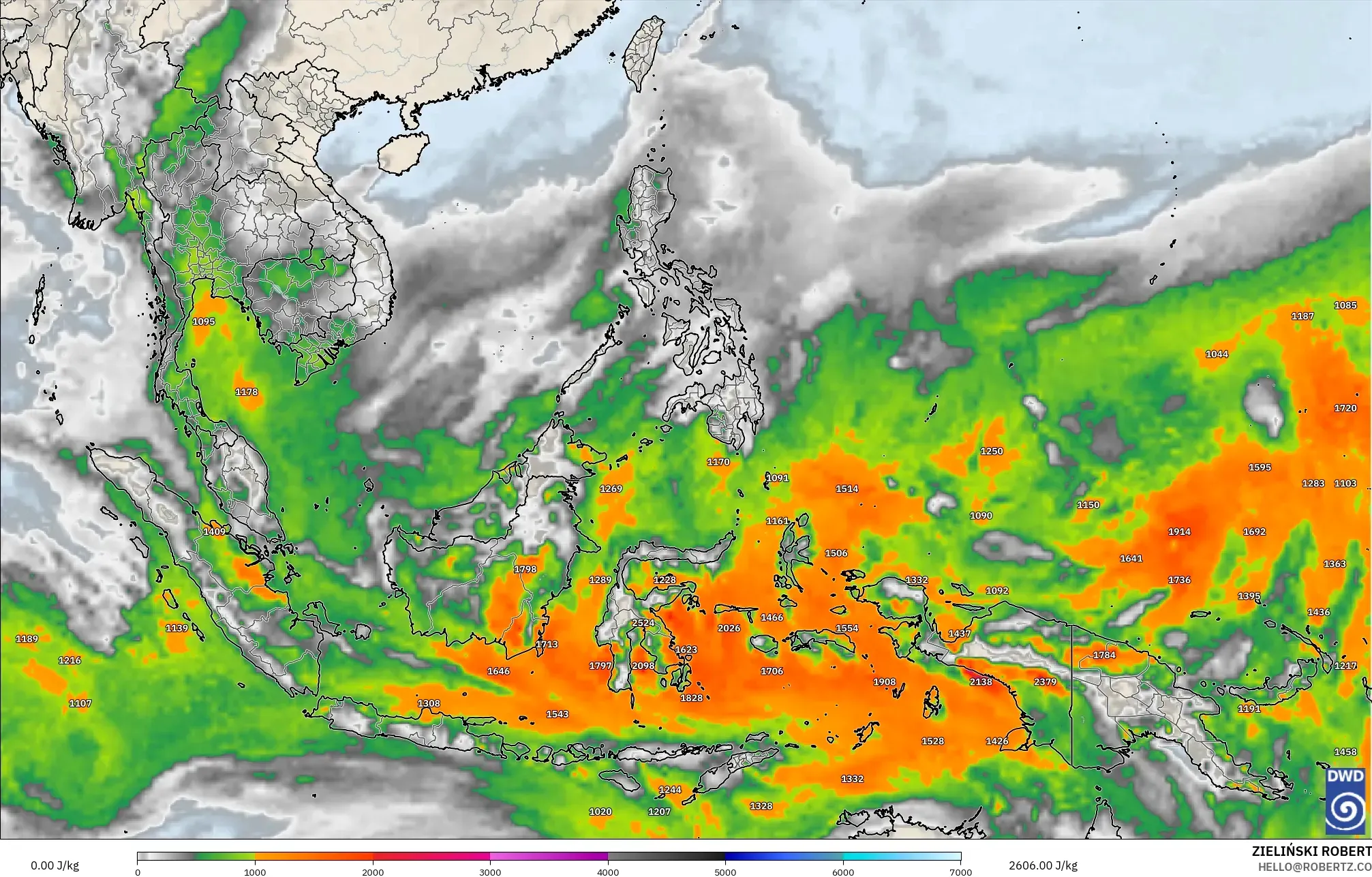 ICON model - South East Asia, CAPE