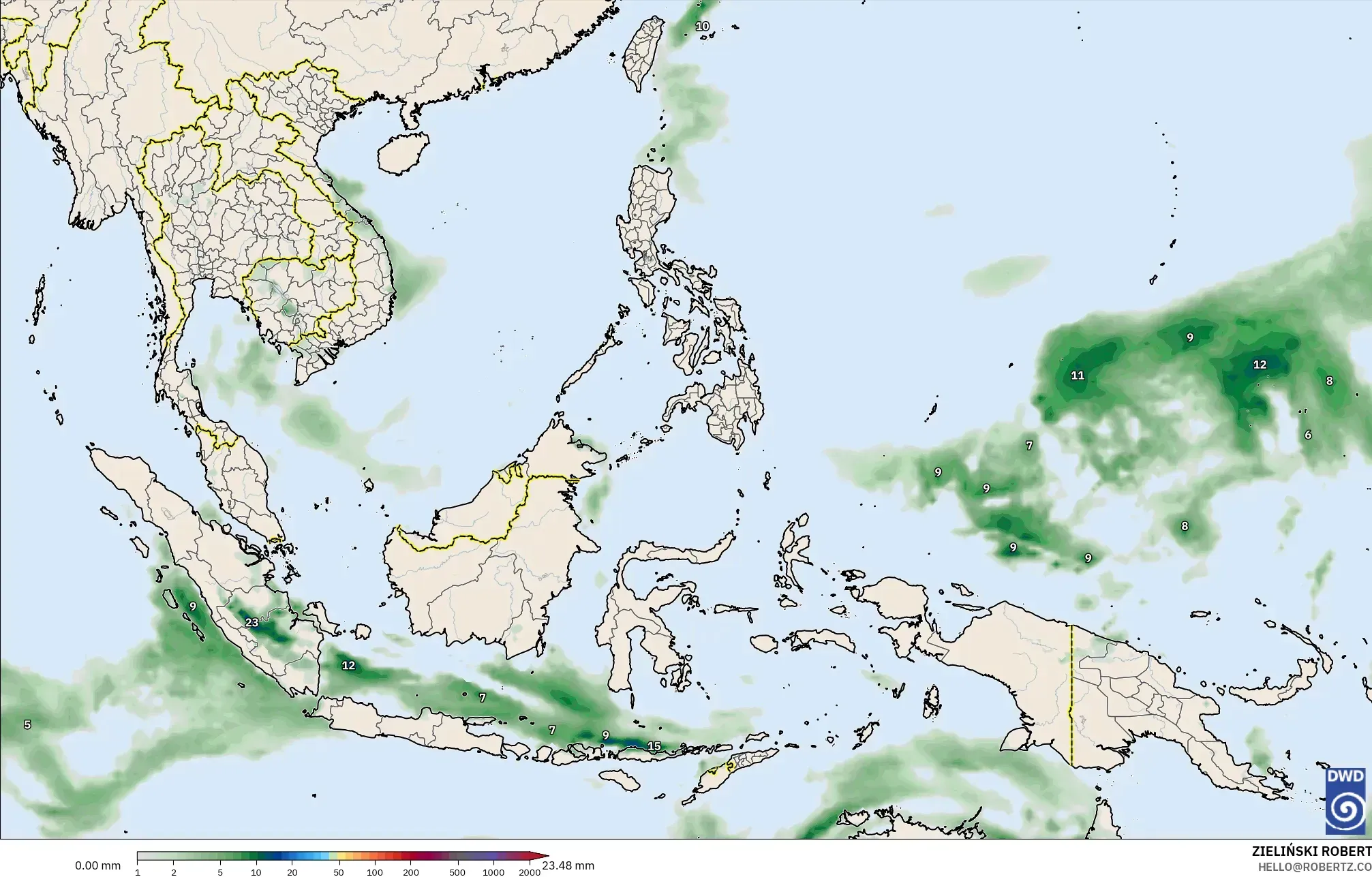 ICON model - South East Asia, Precipitation Accumulation