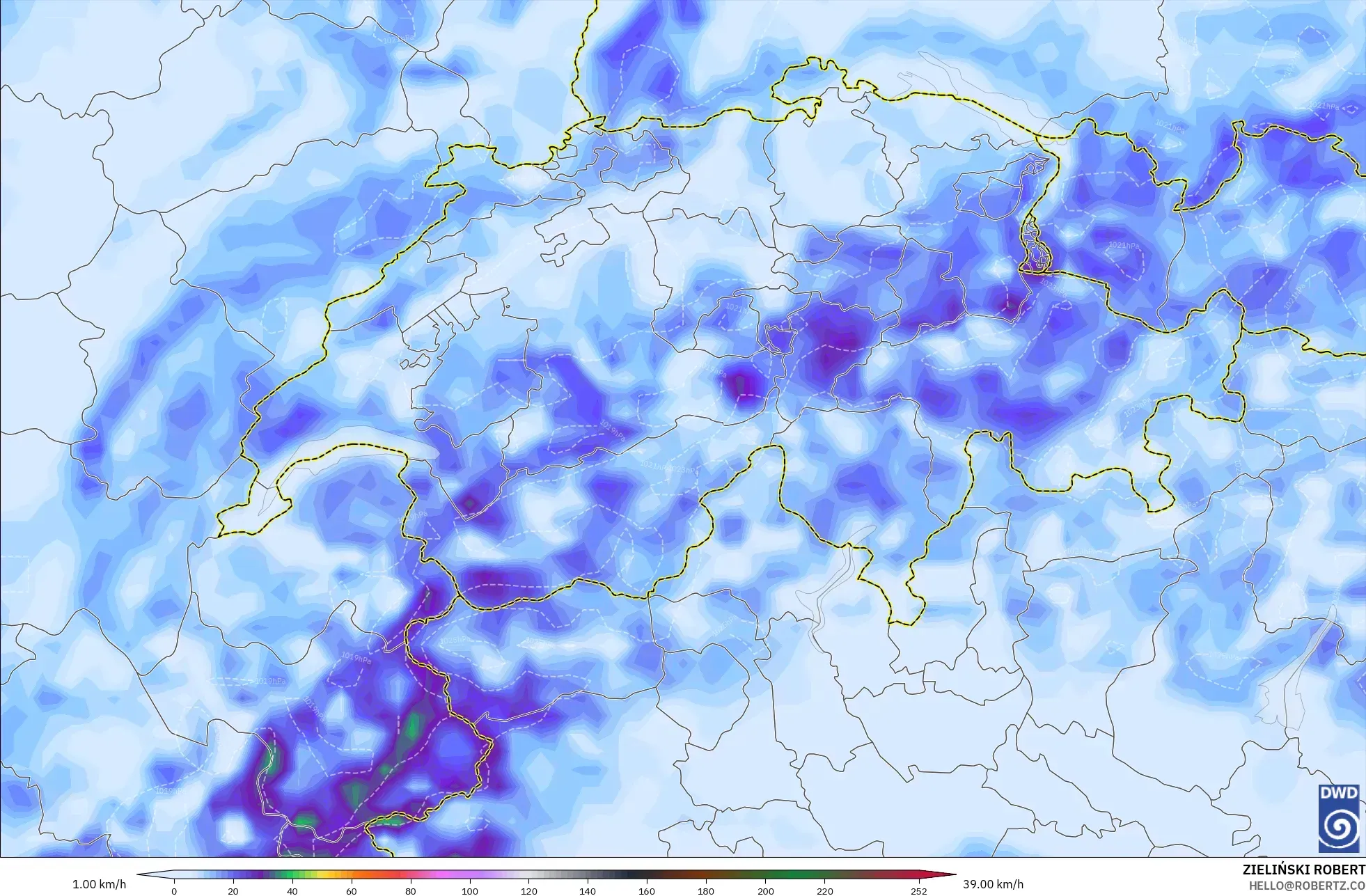 ICON model - Switzerland, Wind Gusts