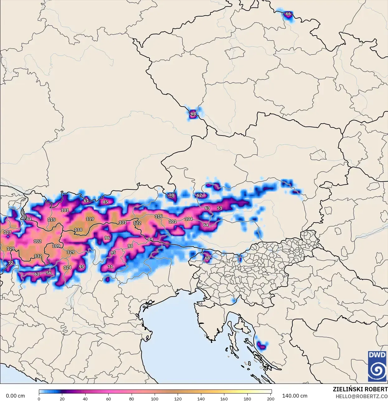ICON model - Austria, Snow Depth