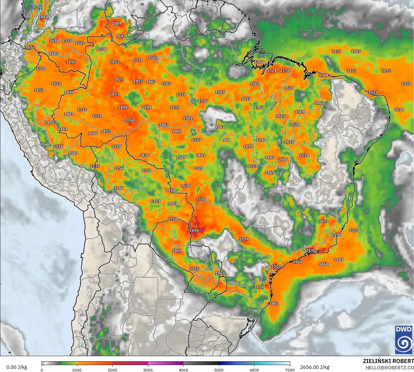 ICON model - Brazil, CAPE