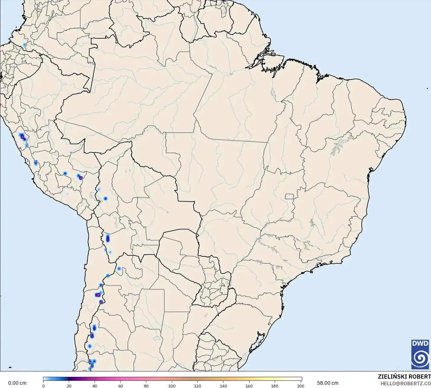ICON model - Brazil, Snow Depth