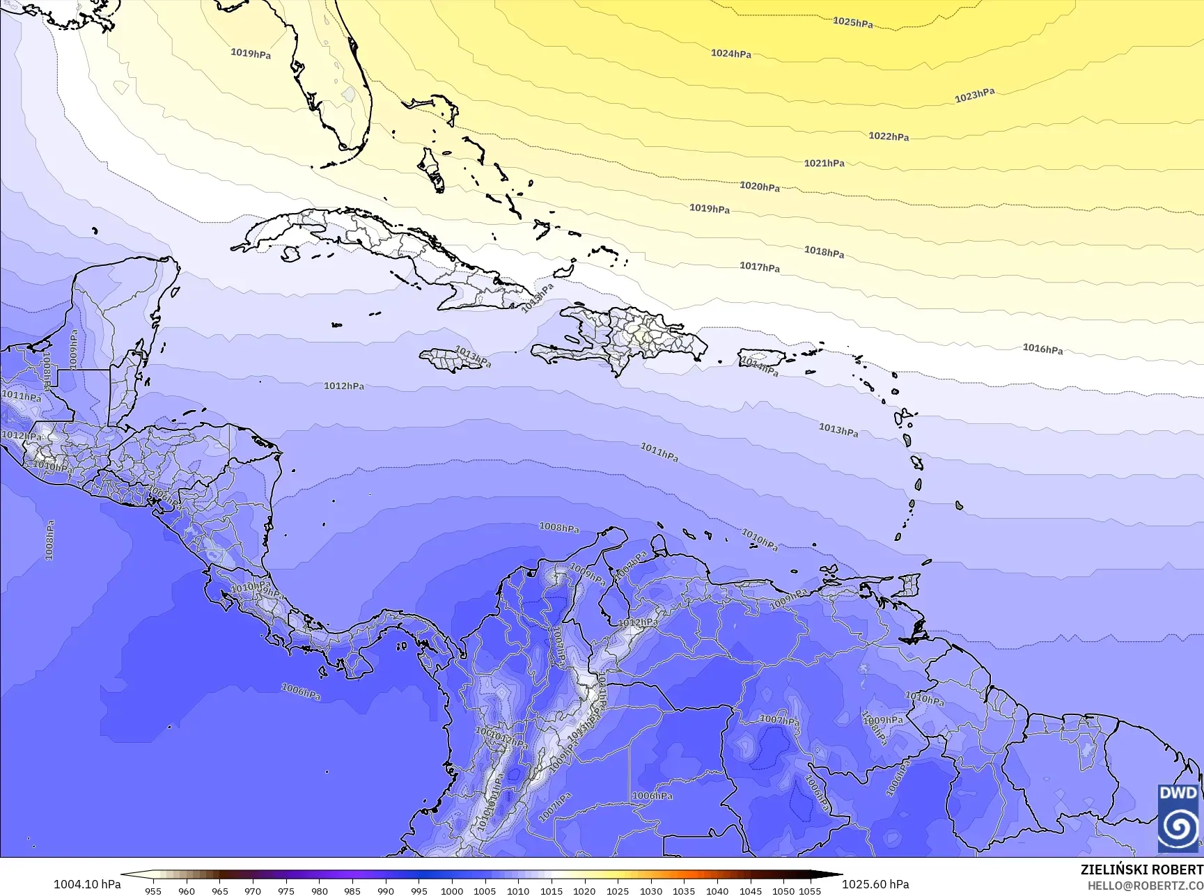 ICON model - Caribbean, Pressure