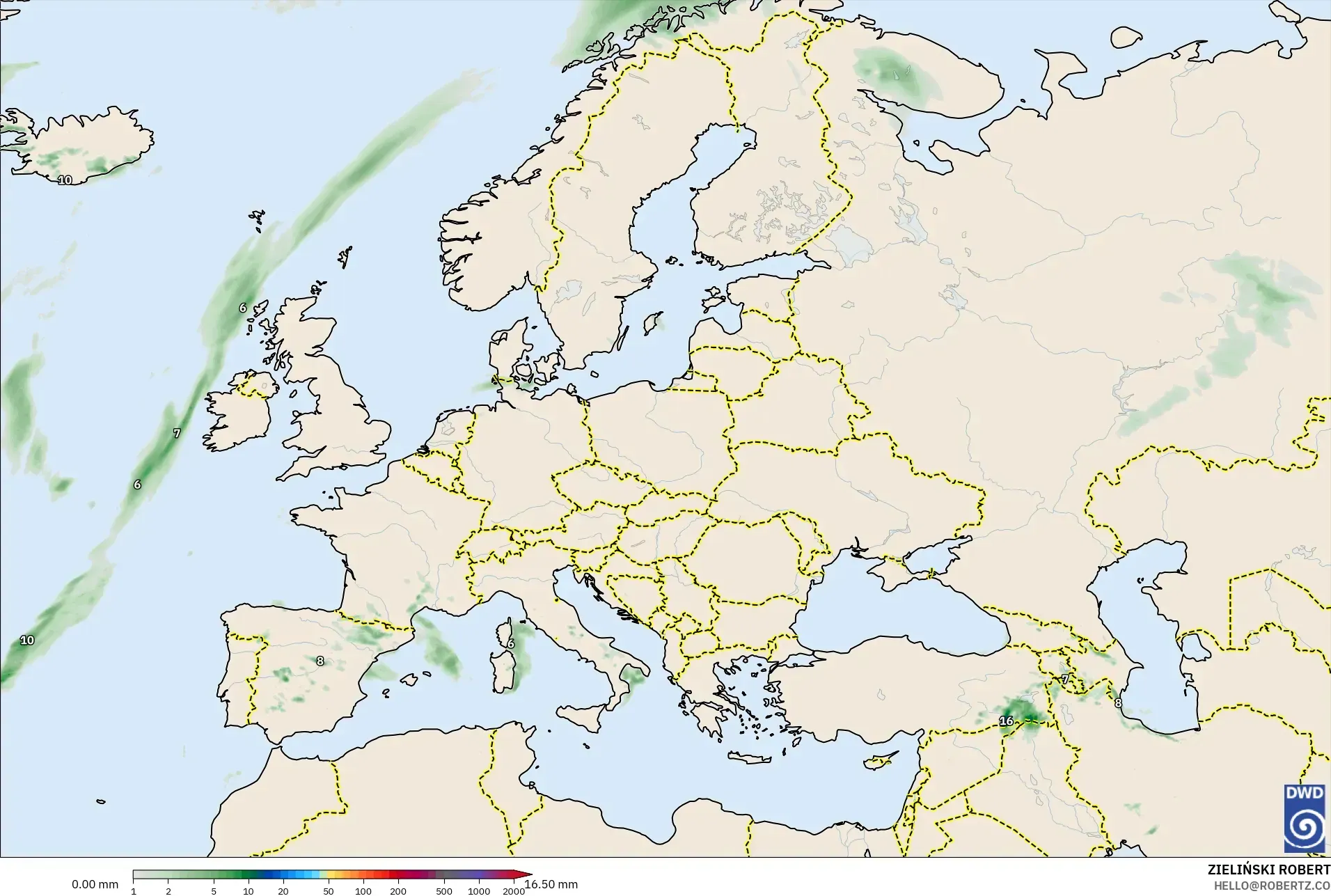 ICON model - Europe, Precipitation Accumulation