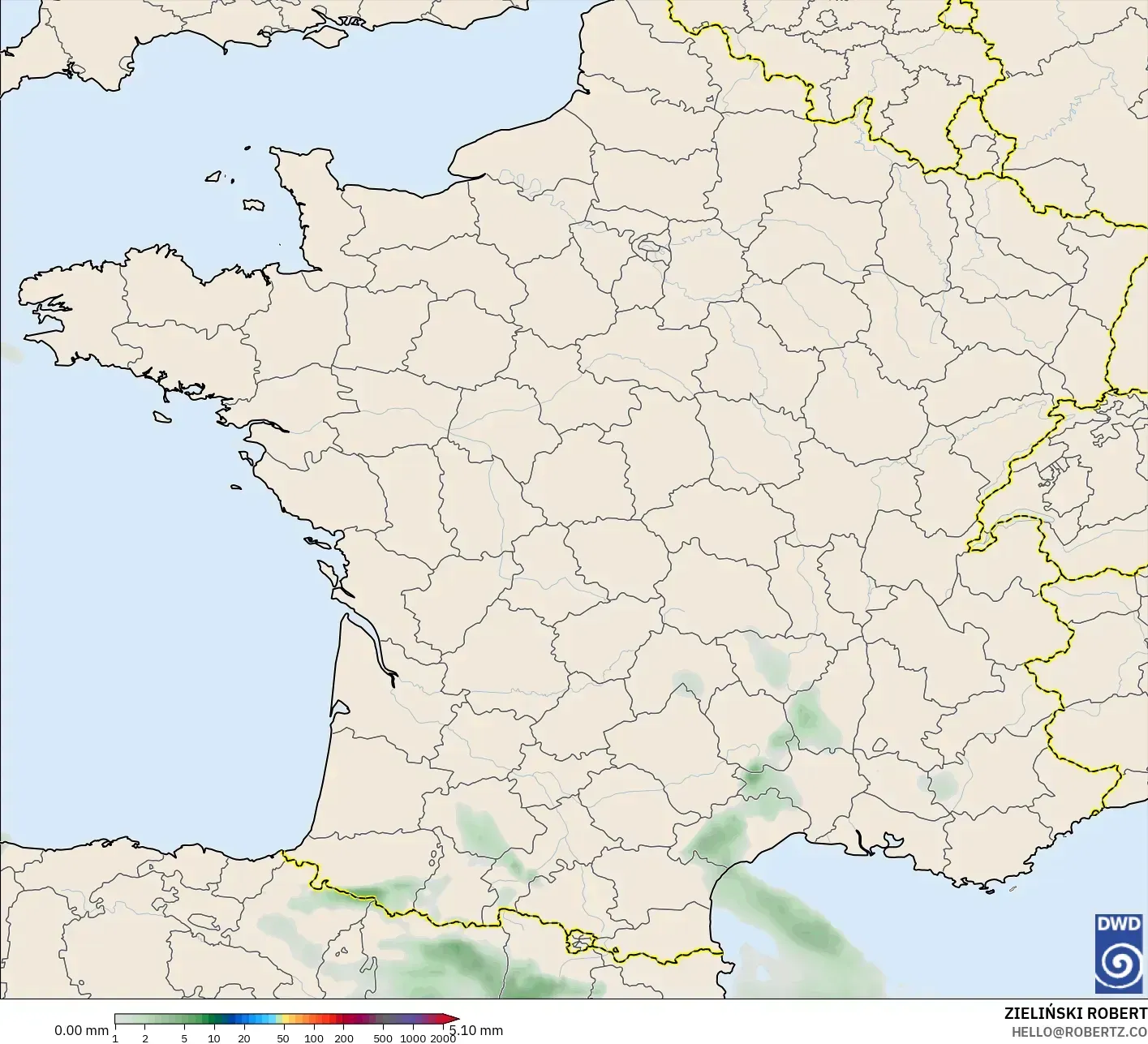 ICON model - France, Precipitation Accumulation