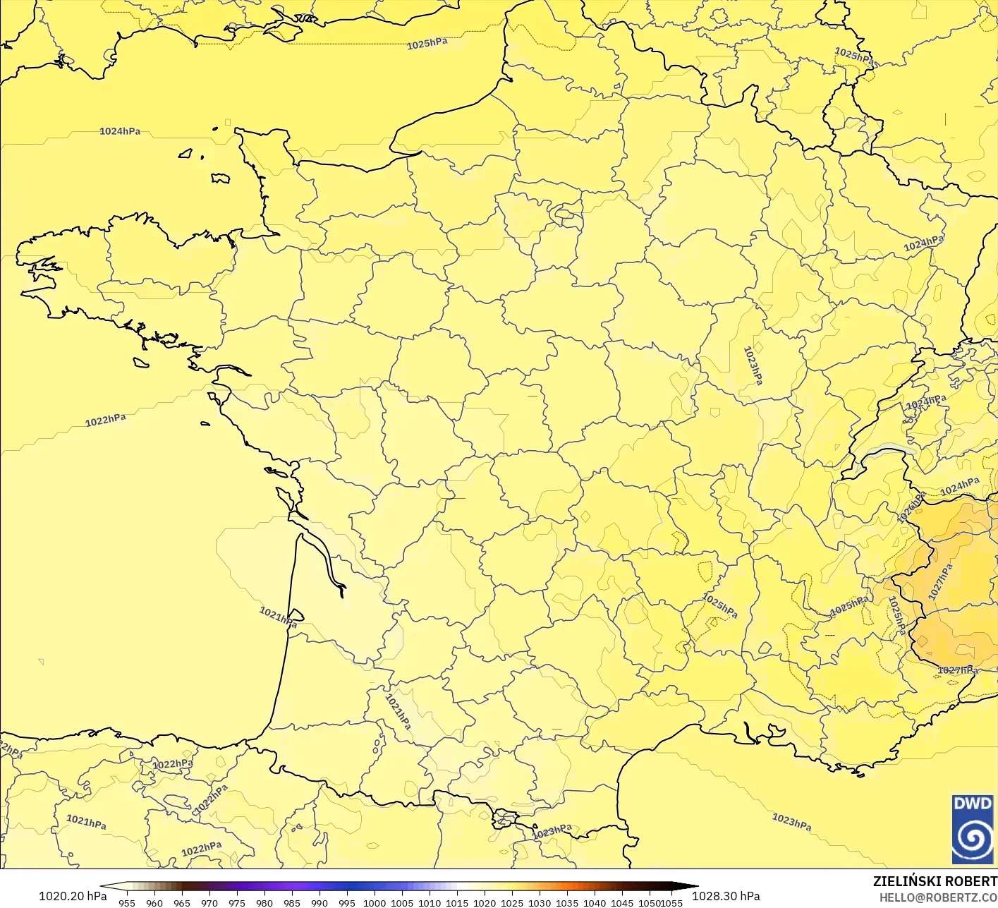 ICON model - France, Pressure