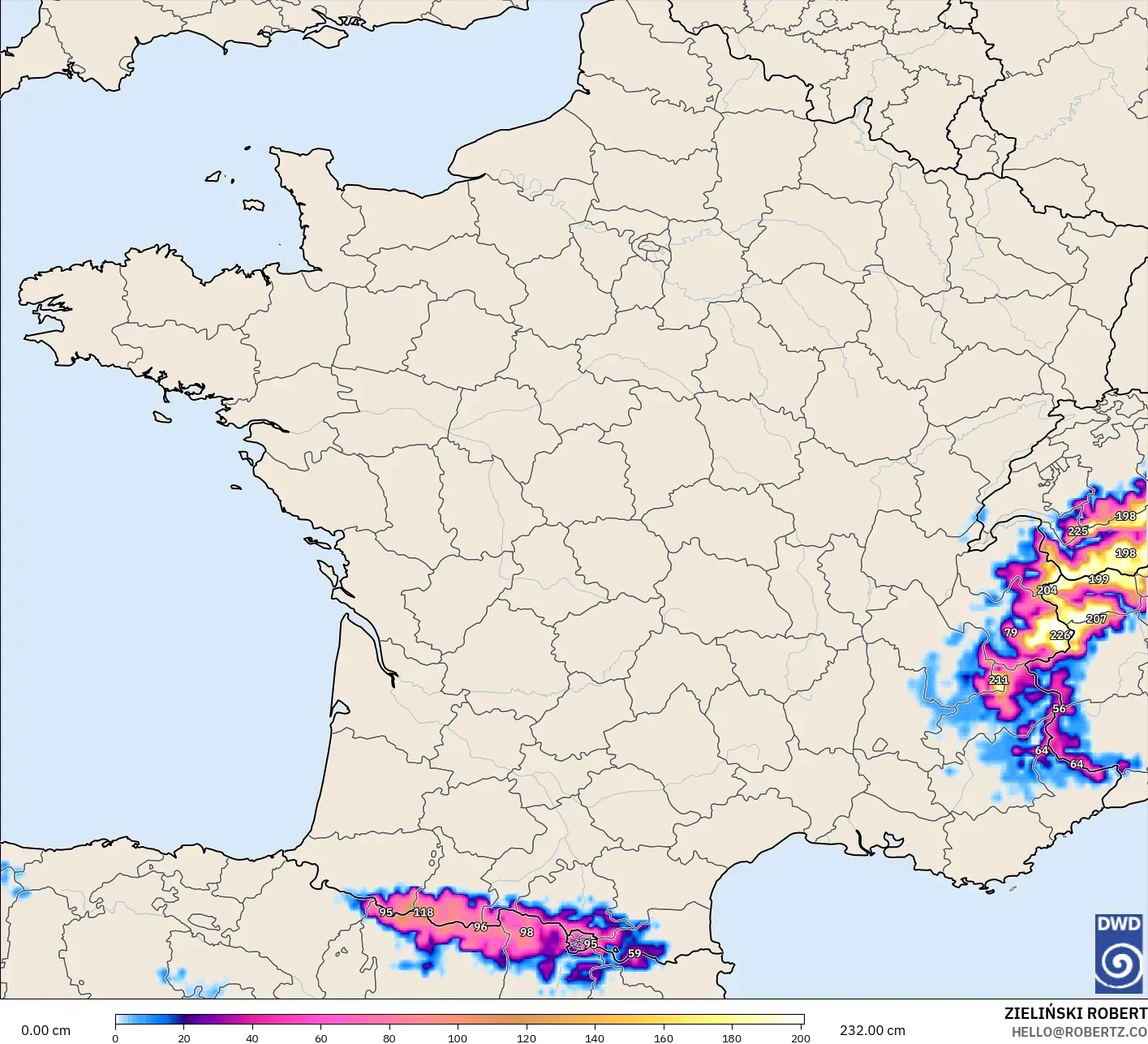 ICON model - France, Snow Depth