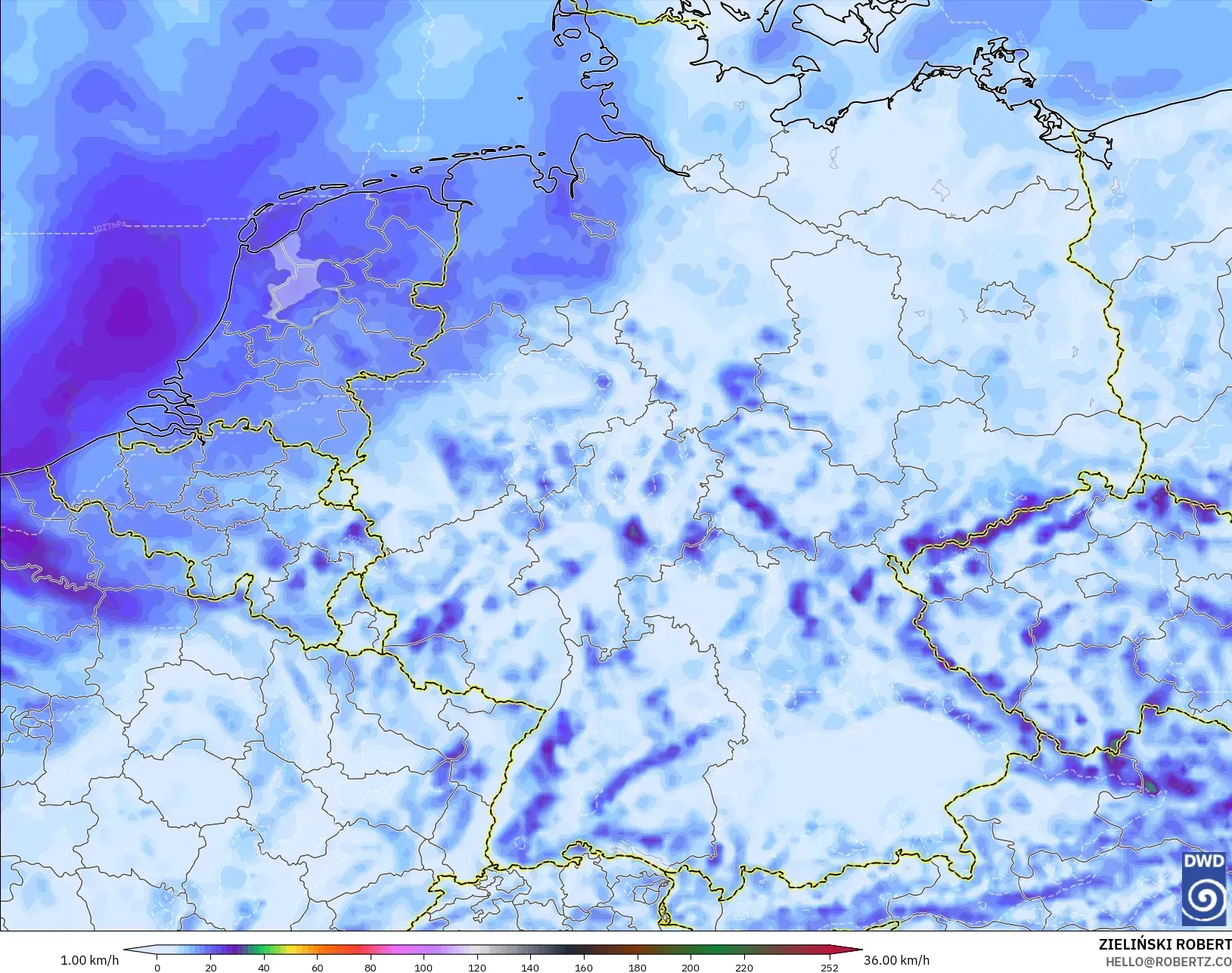 ICON model - Germany, Wind Gusts