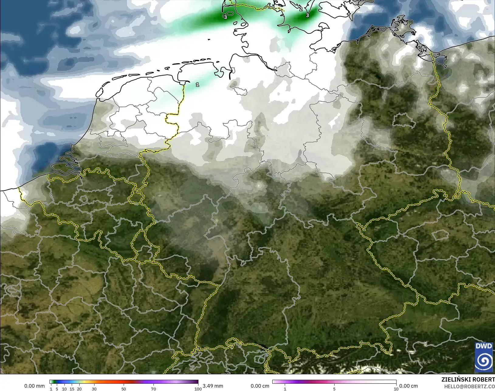 ICON model - Germany, Precipitation, Clouds, and Pressure