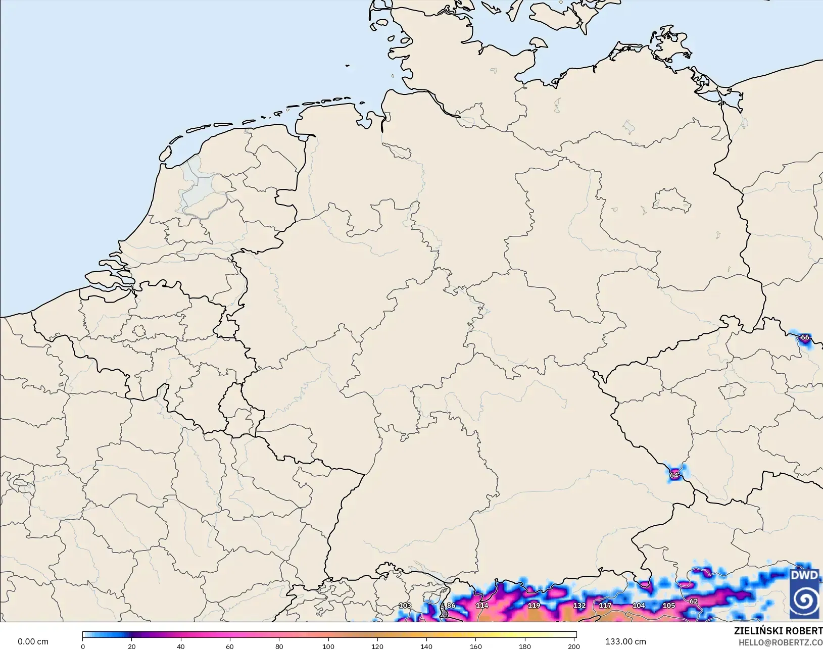 ICON model - Germany, Snow Depth