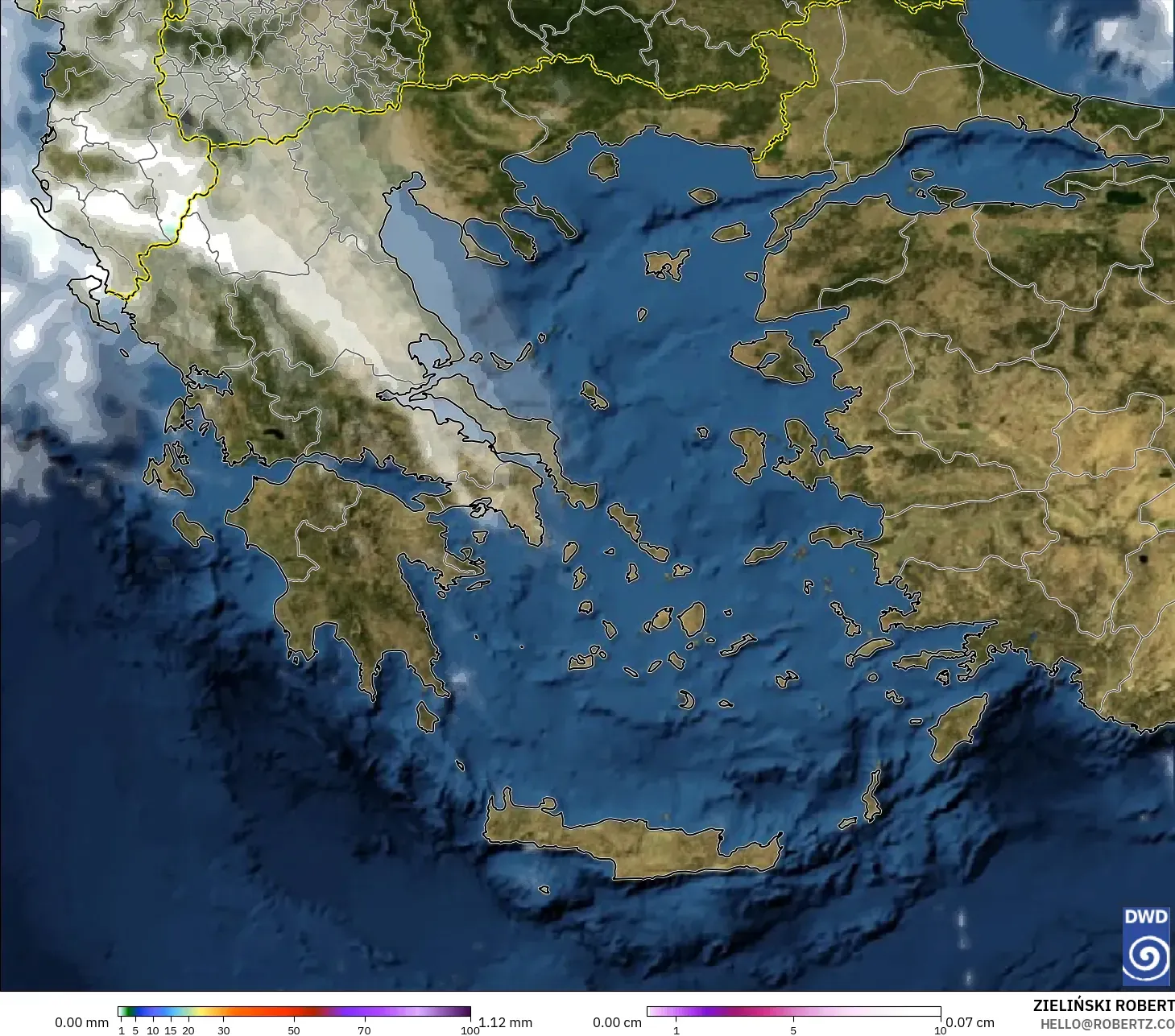 ICON model - Greece, Precipitation, Clouds, and Pressure